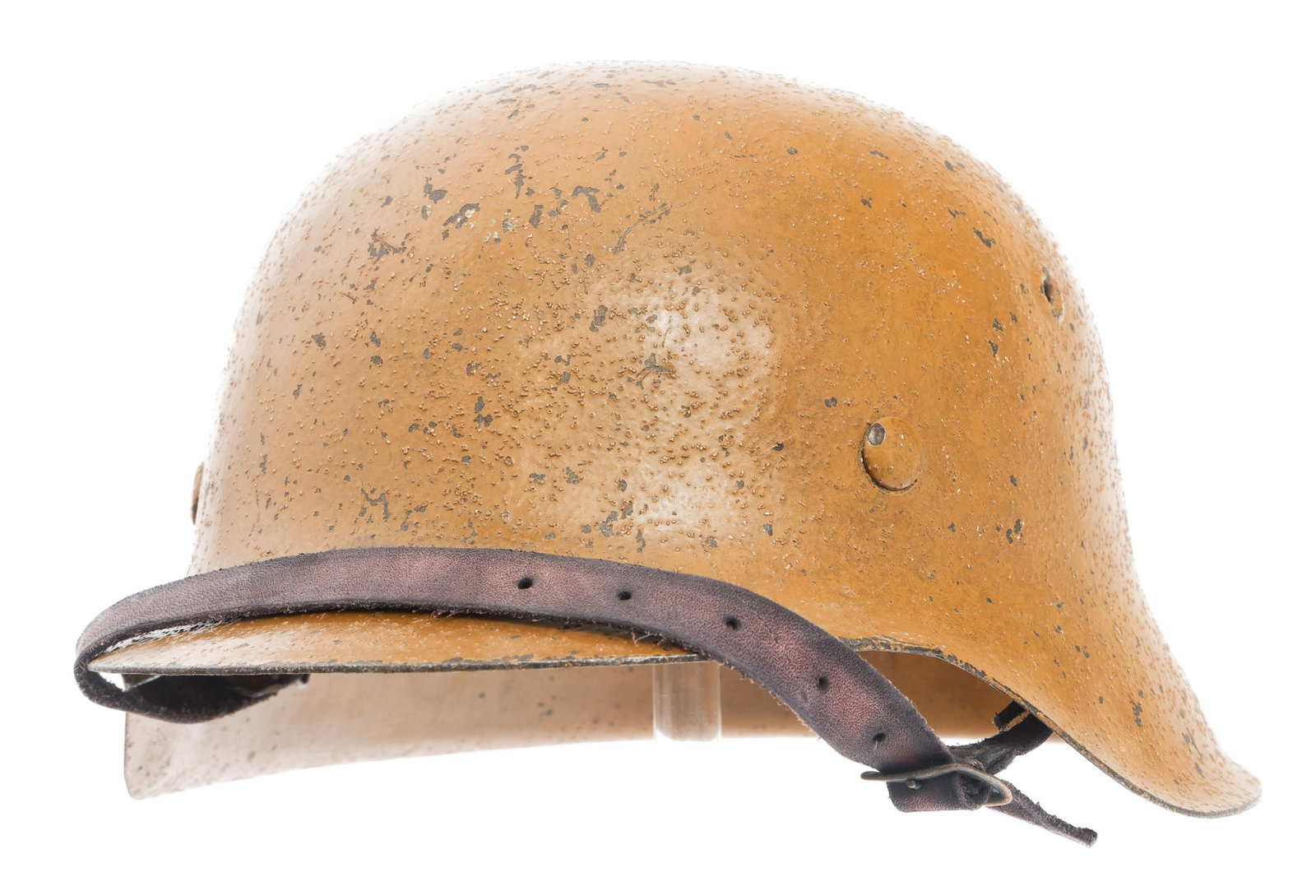 REFURBISHED WWII GERMAN ARMY M42 COMBAT HELMET: REFURBISHED WWII GERMAN ARMY M42 COMBAT HELMET Refurbished WWII German Army M42 Combat Helmet. Maker marked faintly CKL 66 for Thale/Harz and numbered 2412 on the rear brim inside. Complete liner with