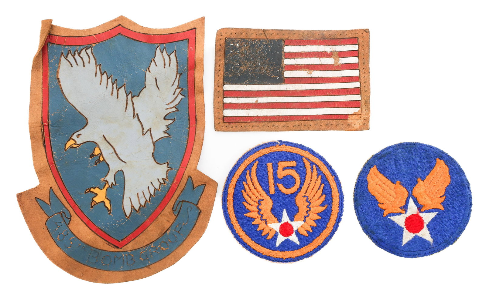 WWII US 15th AIR FORCE 485th BOMB GROUP PATCHES: WWII US 15th AIR FORCE 485th BOMB GROUP PATCHES WWII US 15th Air Force 485th Bomb Group Patches. (2) Air Force Patches. Wool with cloth embroidering. Air Force and 15th Air Force Patches. Diameter: 3"