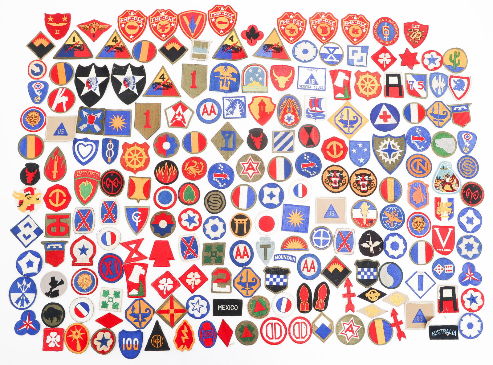 WWII US ARMY & USMC UNIT SHOULDER PATCHES: WWII US ARMY & USMC UNIT SHOULDER PATCHES WWII US Army Units Shoulder Patches. Services and Units include Army R.O.T.C., 4th Armored Division, 9th, 10th, 22nd, 24th and many more Infantry Divisions, 7