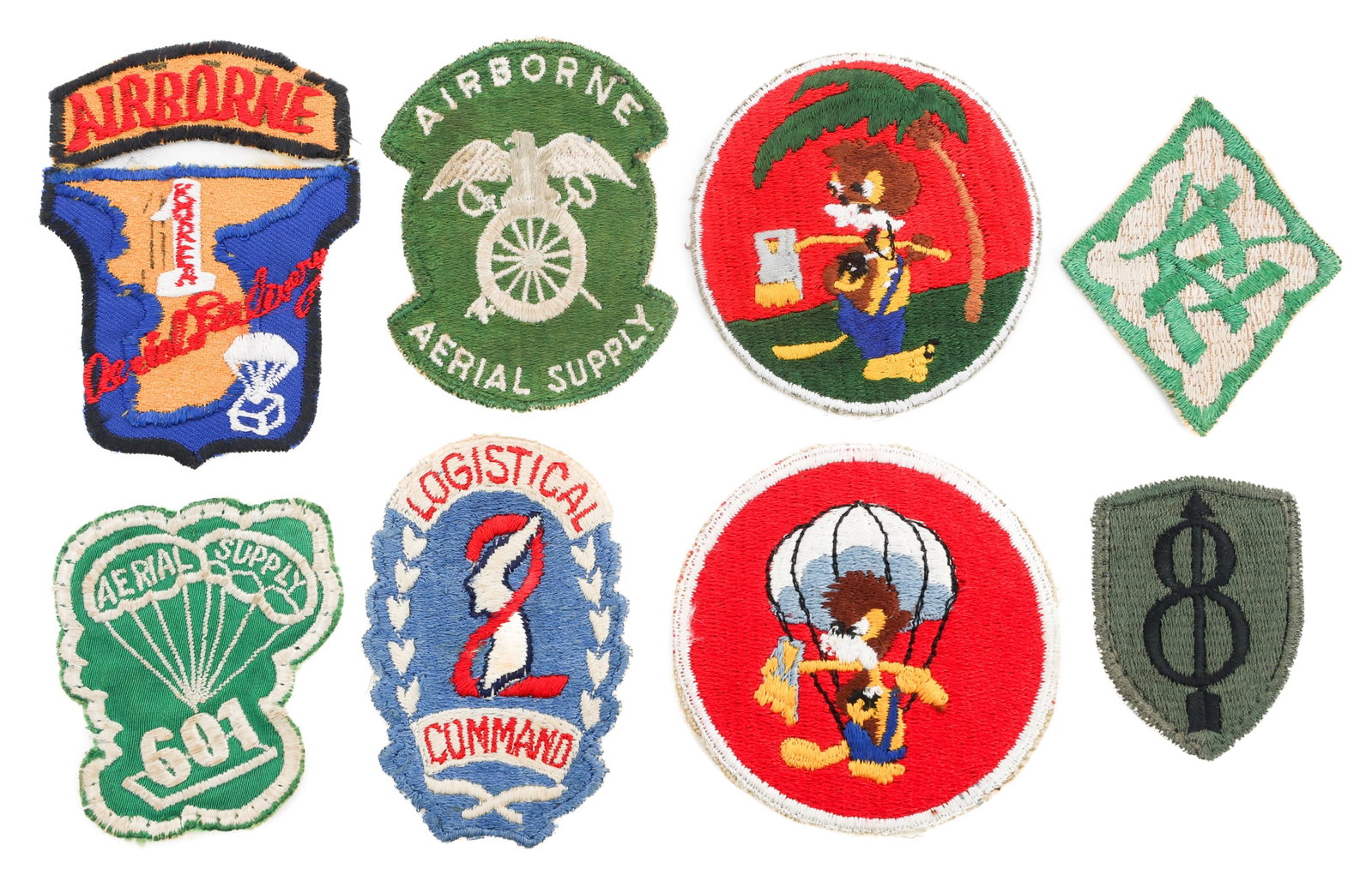 KOREAN WAR US ARMY AIRBORNE & UNIT PATCHES: KOREAN WAR US ARMY AIRBORNE & UNIT PATCHES Korean War US Army Airborne and Unit Patches. (8) Patches. Includes the 8081st quartermaster aerial supply patch, US Army Chinese language patch, 2nd