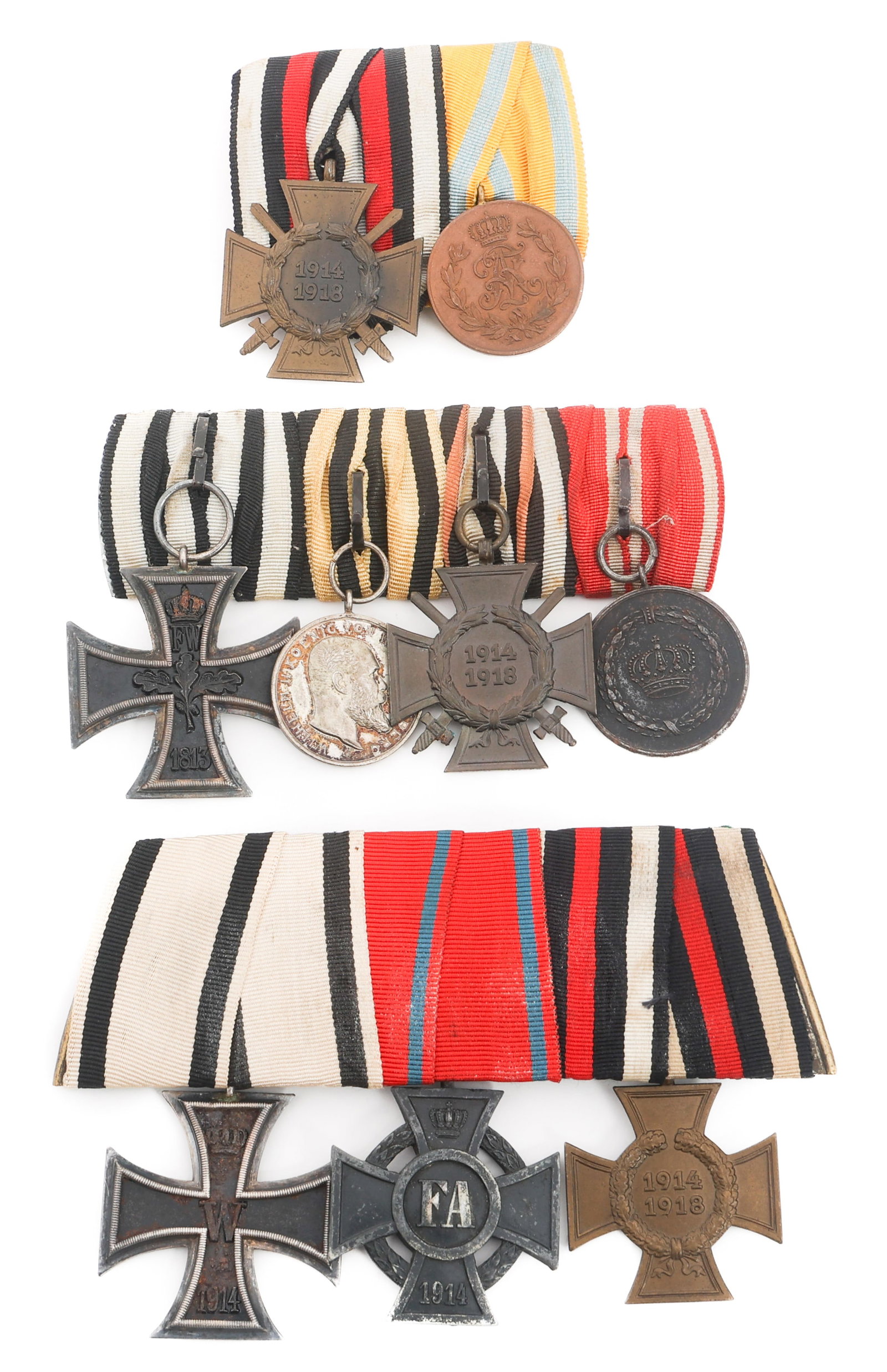 WWI IMPERIAL GERMAN MOUNTED MEDAL BARS (1 of 9)
