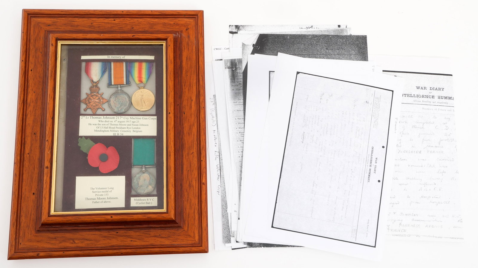 WWI BRITISH ARMY NAMED KIA MEDALS & DOCUMENTS (1 of 20)