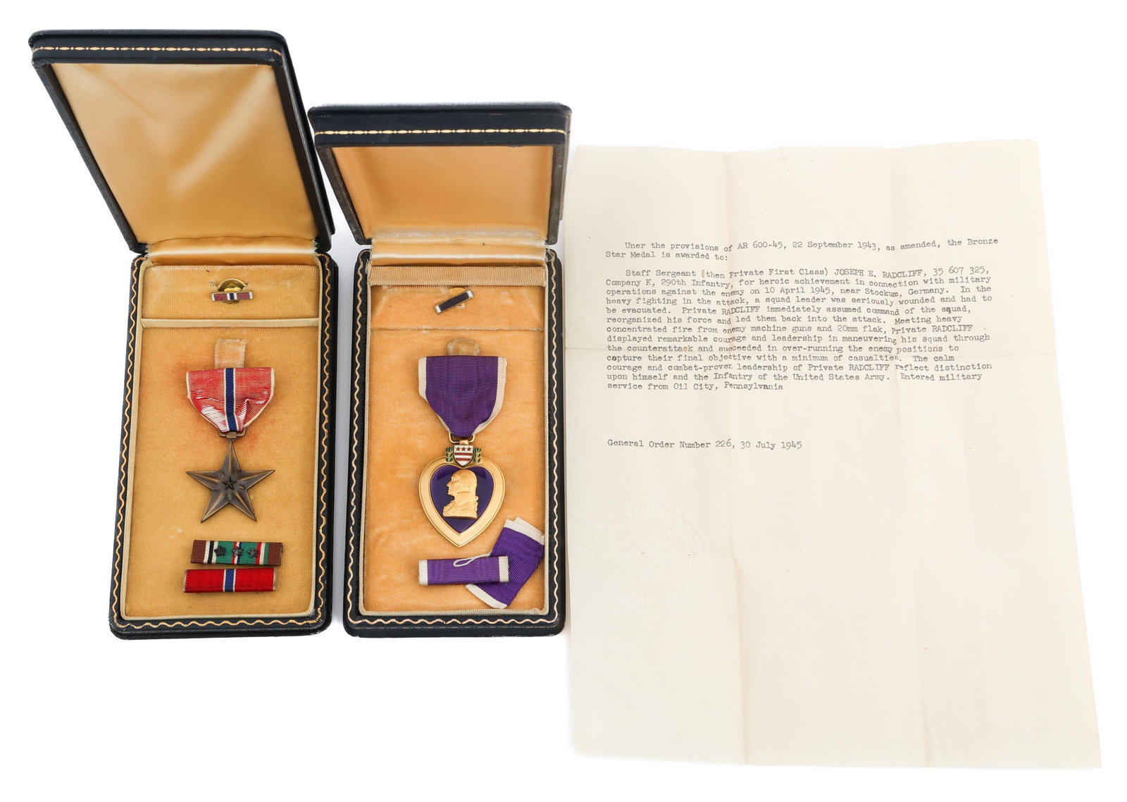 WWII US 75th INF NAMED PURPLE HEART & BRONZE STAR (1 of 13)