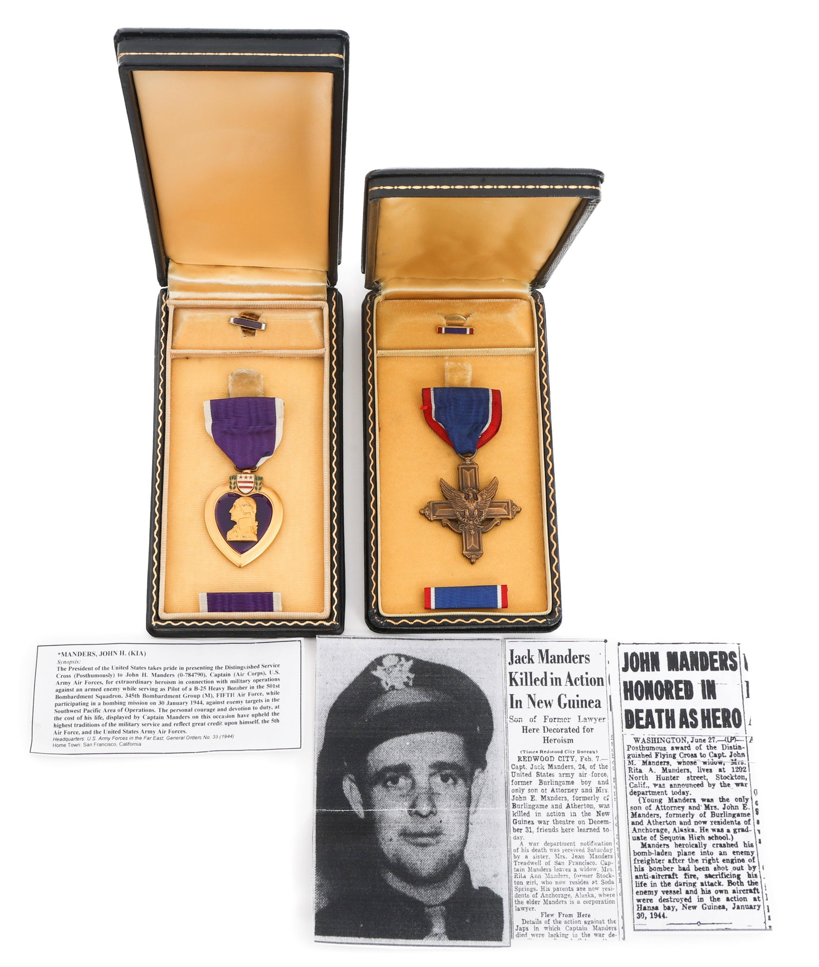 WWII USAAF 501st BS PILOT KIA PURPLE HEART & DSC (1 of 14)