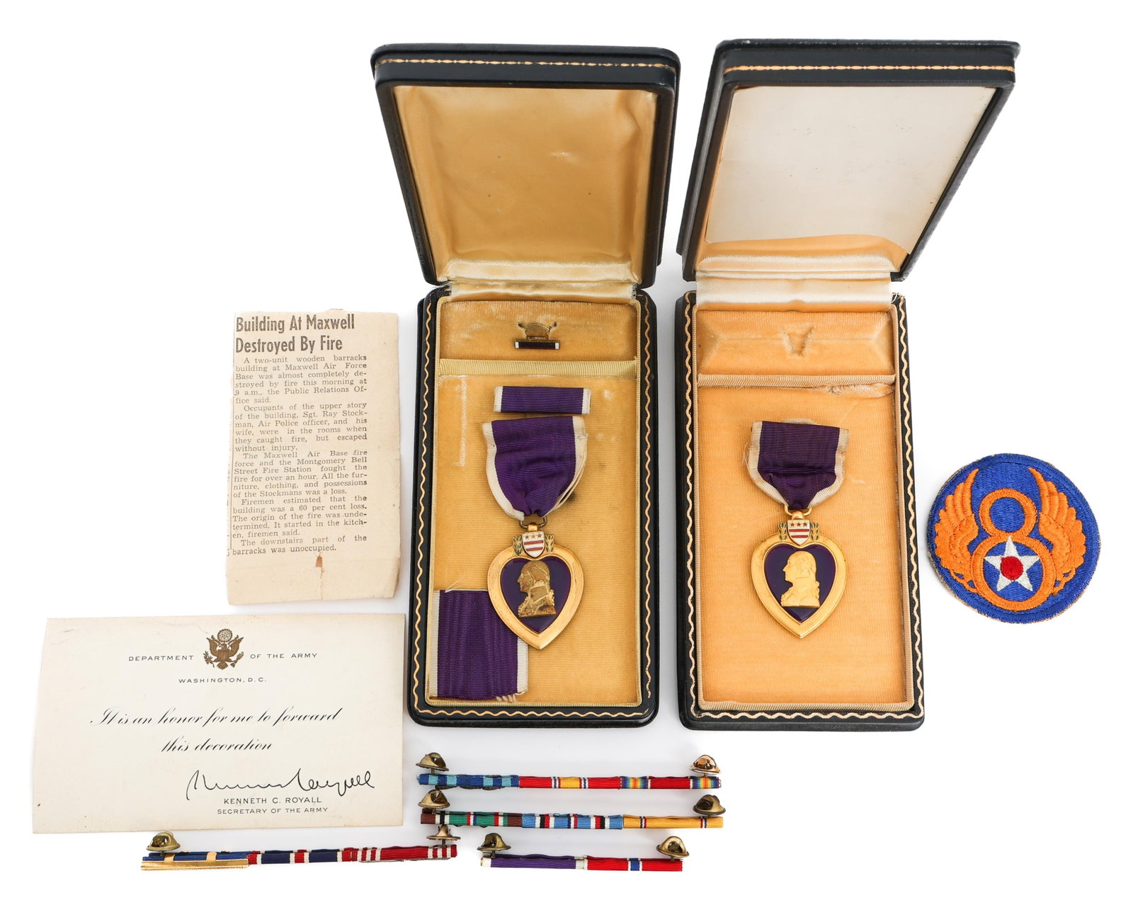 WWII US ARMY AIR FORCES NAMED PURPLE HEARTS (1 of 16)