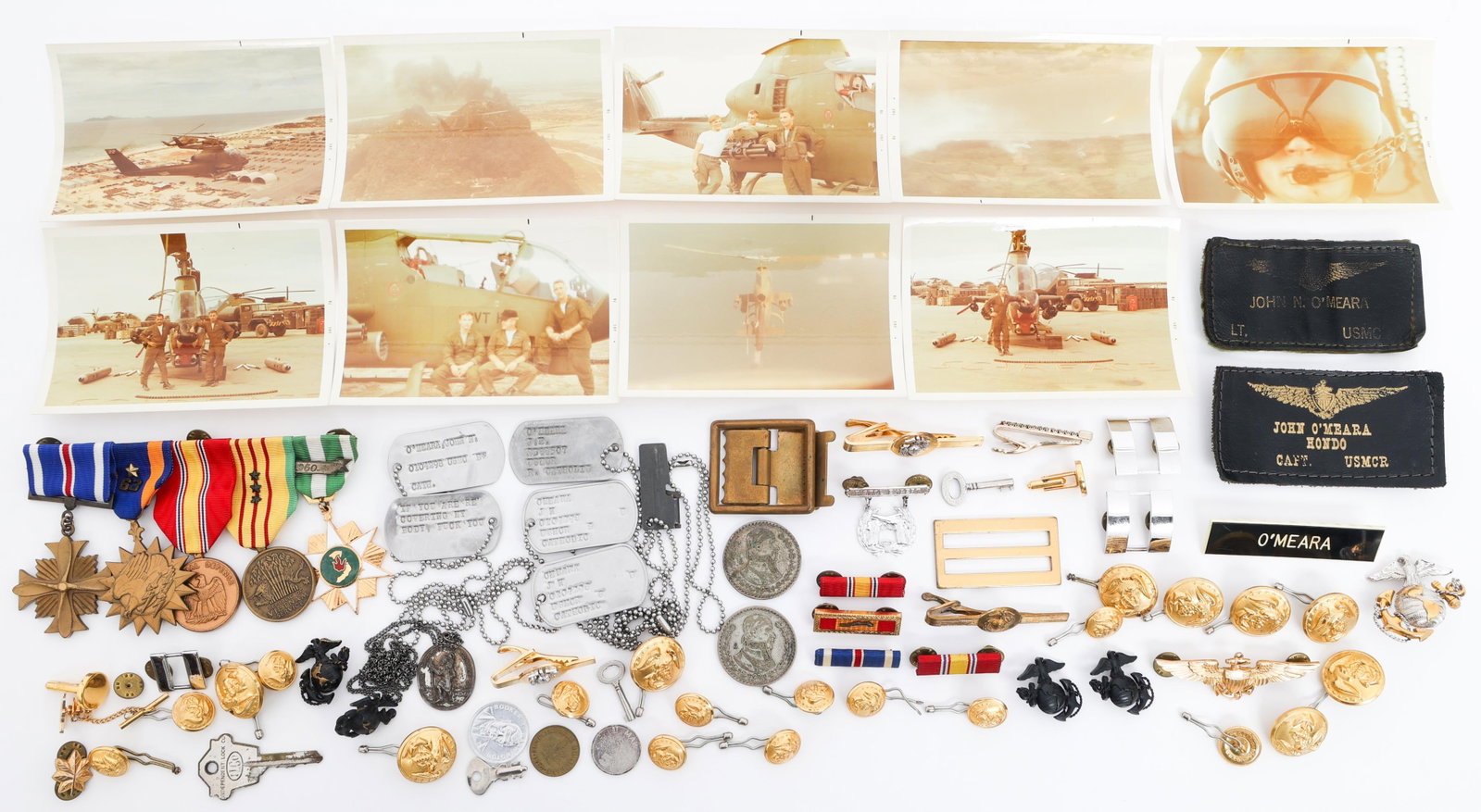 VIETNAM WAR USMCR NAMED COBRA PILOT GROUPING: VIETNAM WAR USMCR NAMED COBRA PILOT GROUPING Vietnam War US Marine Corps Reserve Cobra Gunship Pilot Grouping. Named to Captain John "Hondo" O'Meara O104298. Grouping includes named Distinguished Flyi