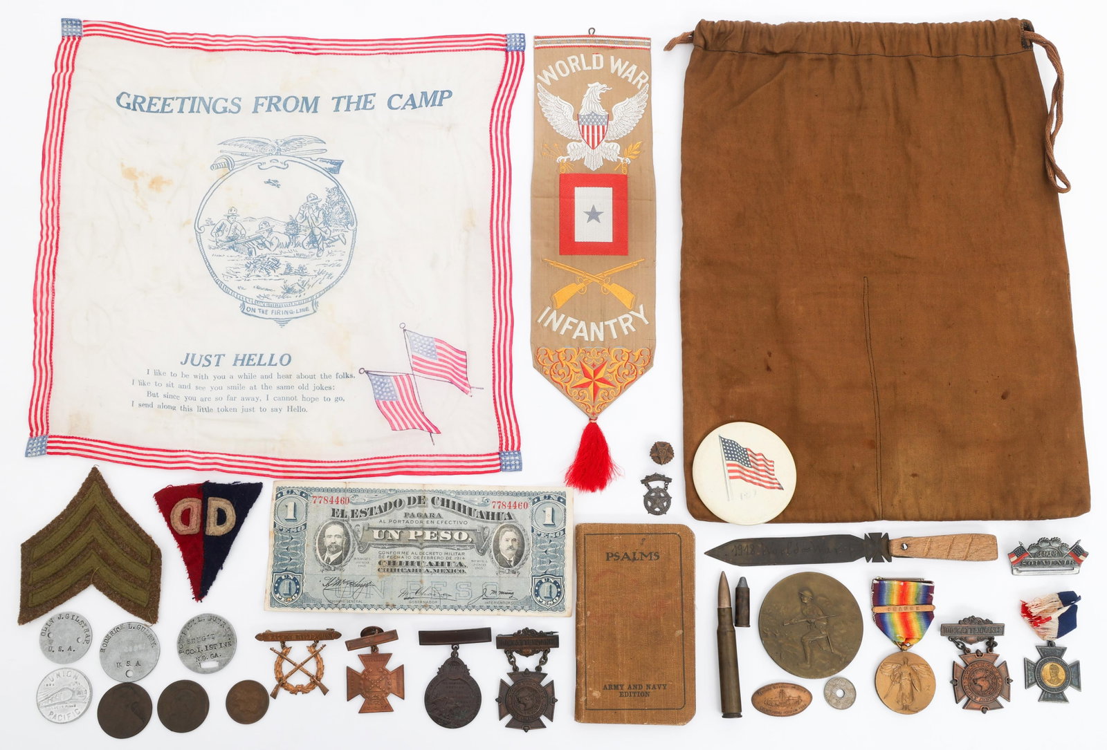 WWI US AEF NAMED SOLDIERS MEDAL & DOG TAG GROUPING (1 of 18)