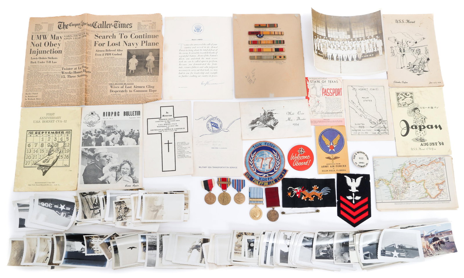 WWII - KOREAN WAR US NAVY USS HORNET NAMED GROUP (1 of 19)