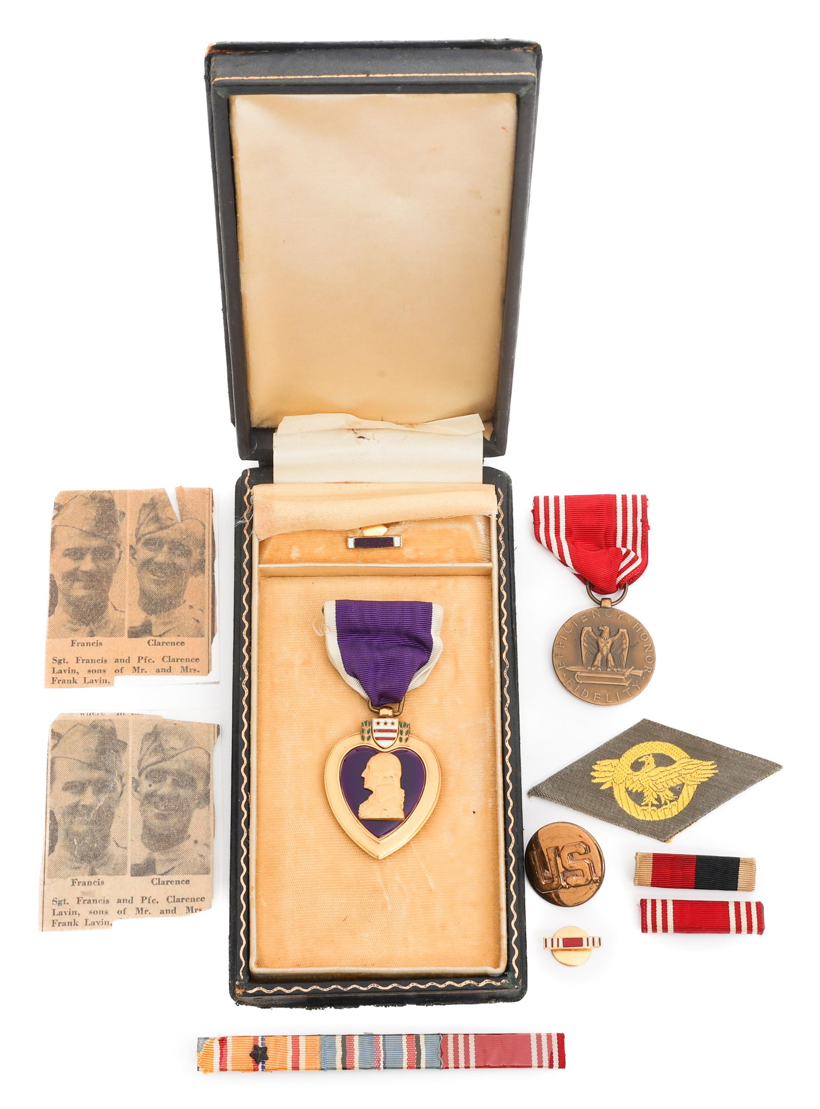 WWII US ARMY WOUNDED IN ACTION NAMED GROUPING (1 of 10)