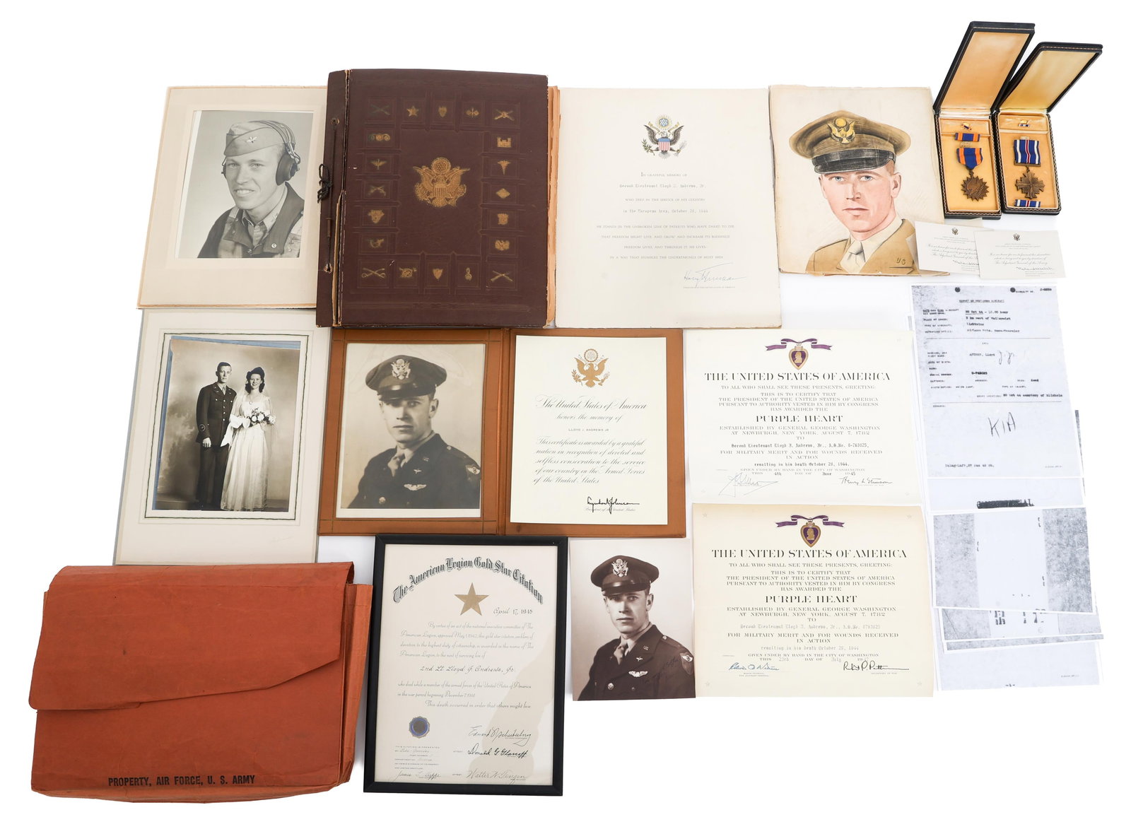 P-38 FIGHTER 1944 KIA PILOT MEDALS & ARCHIVE GROUP (1 of 20)