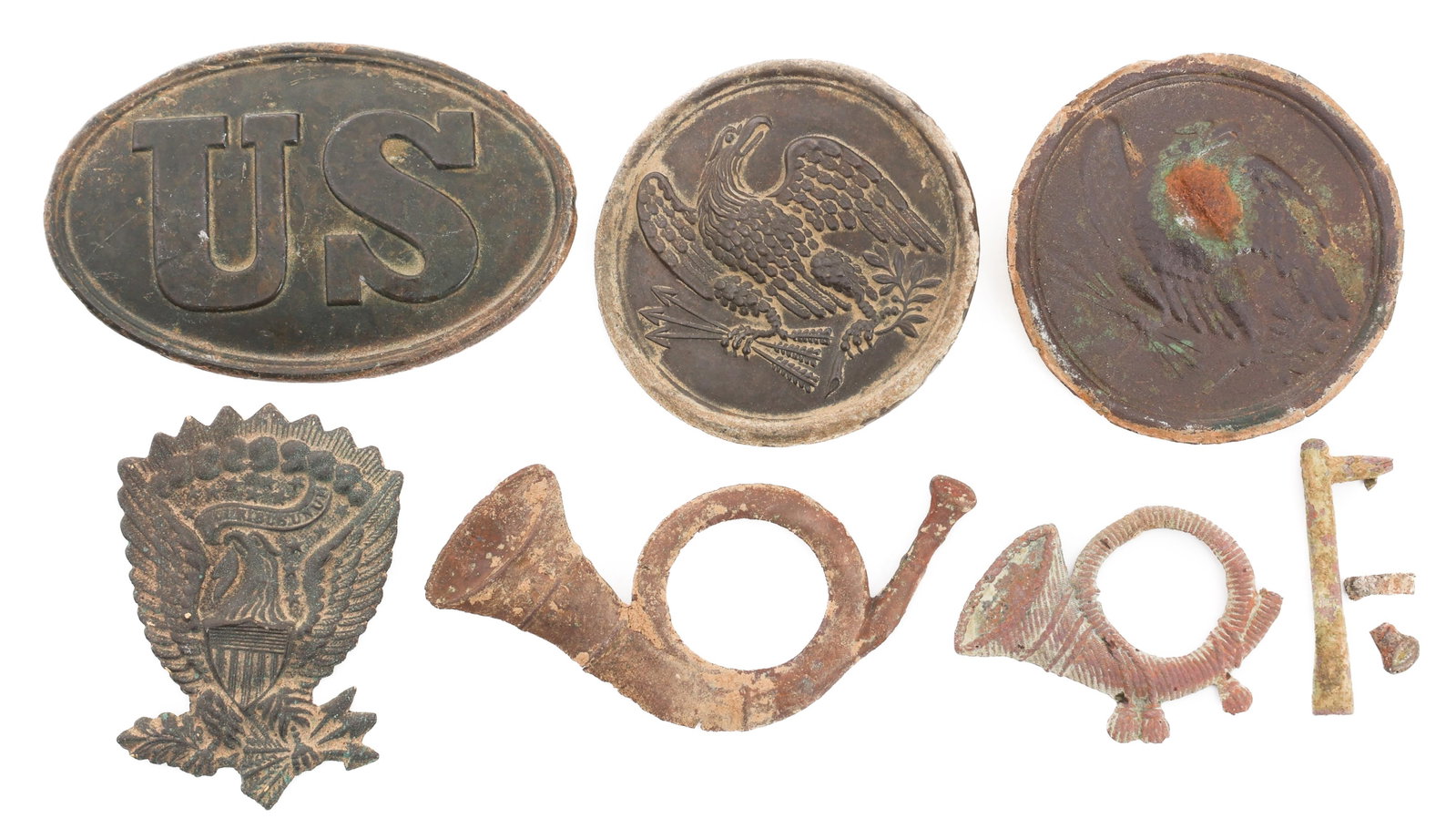 CIVIL WAR US BUCKLE, BREASTPLATE & CAP BADGES (1 of 10)