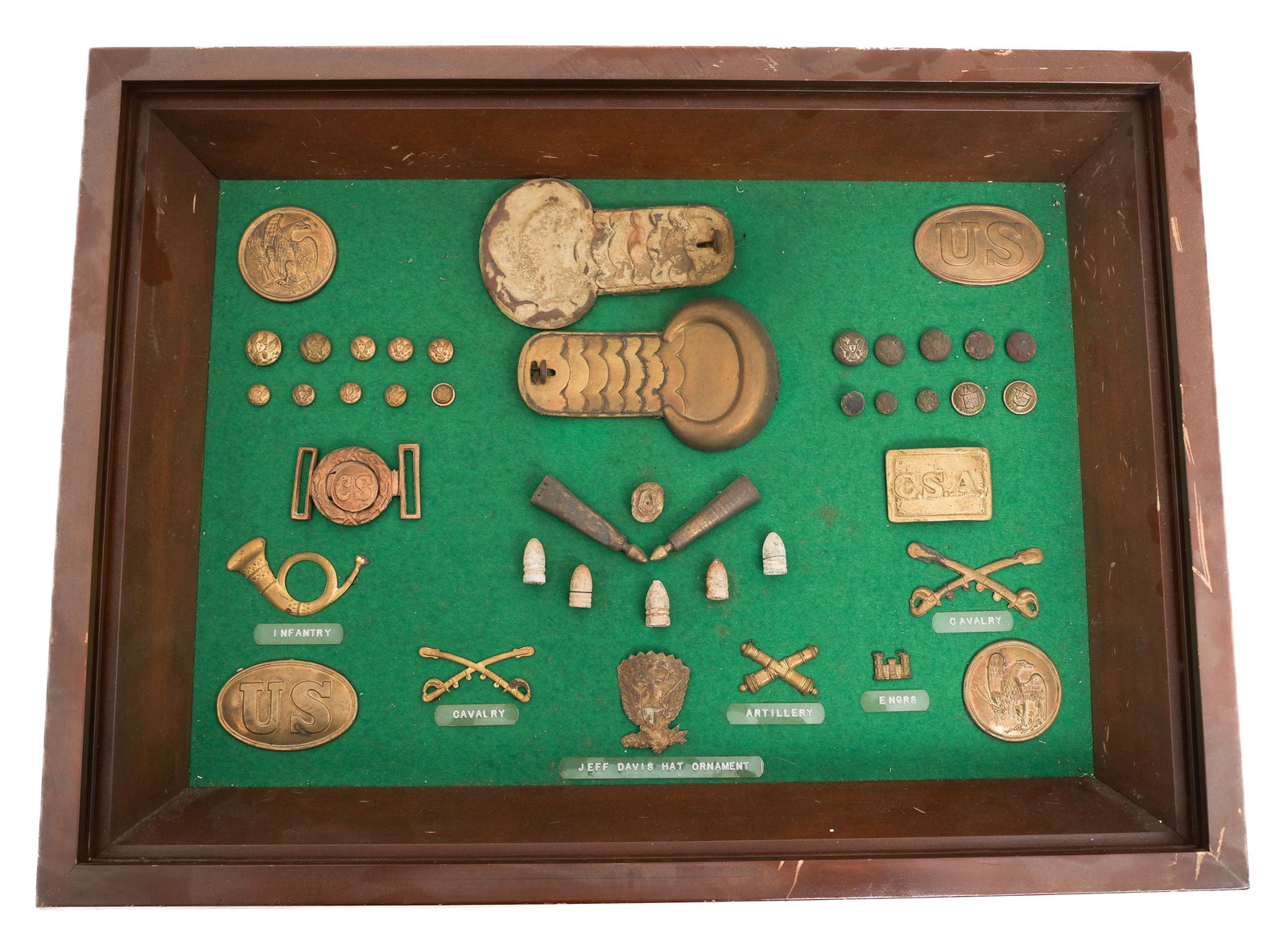 CIVIL WAR UNION & CONFEDERATE ARMY INSIGNIA FRAME (1 of 8)