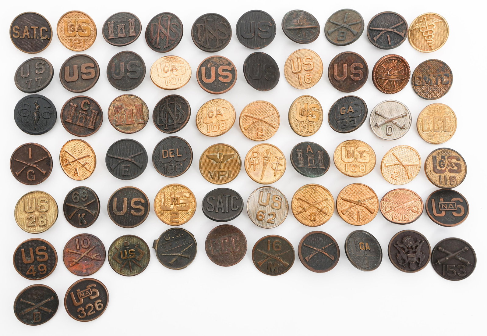 WWI - 1920s US ARMY EM / NCO COLLAR DISKS (1 of 13)