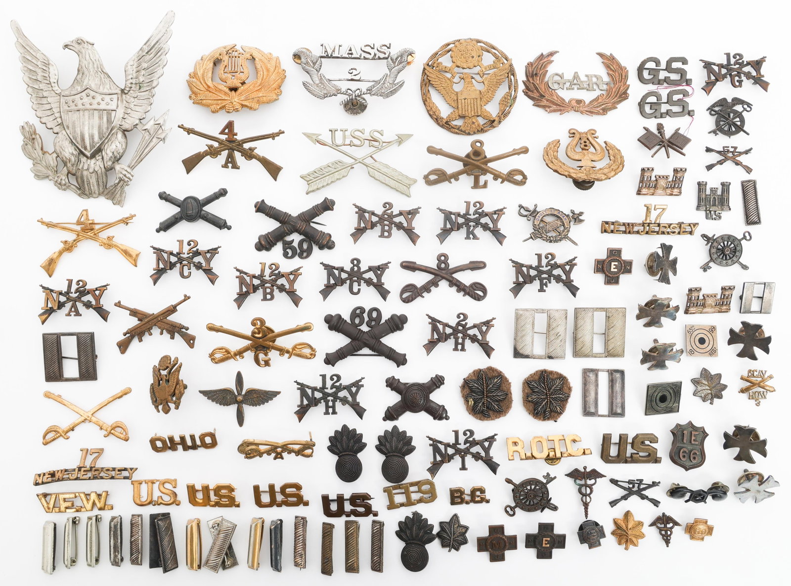 INDIAN WARS - WWI US ARMY RANK COLLAR & INSIGNIA (1 of 20)