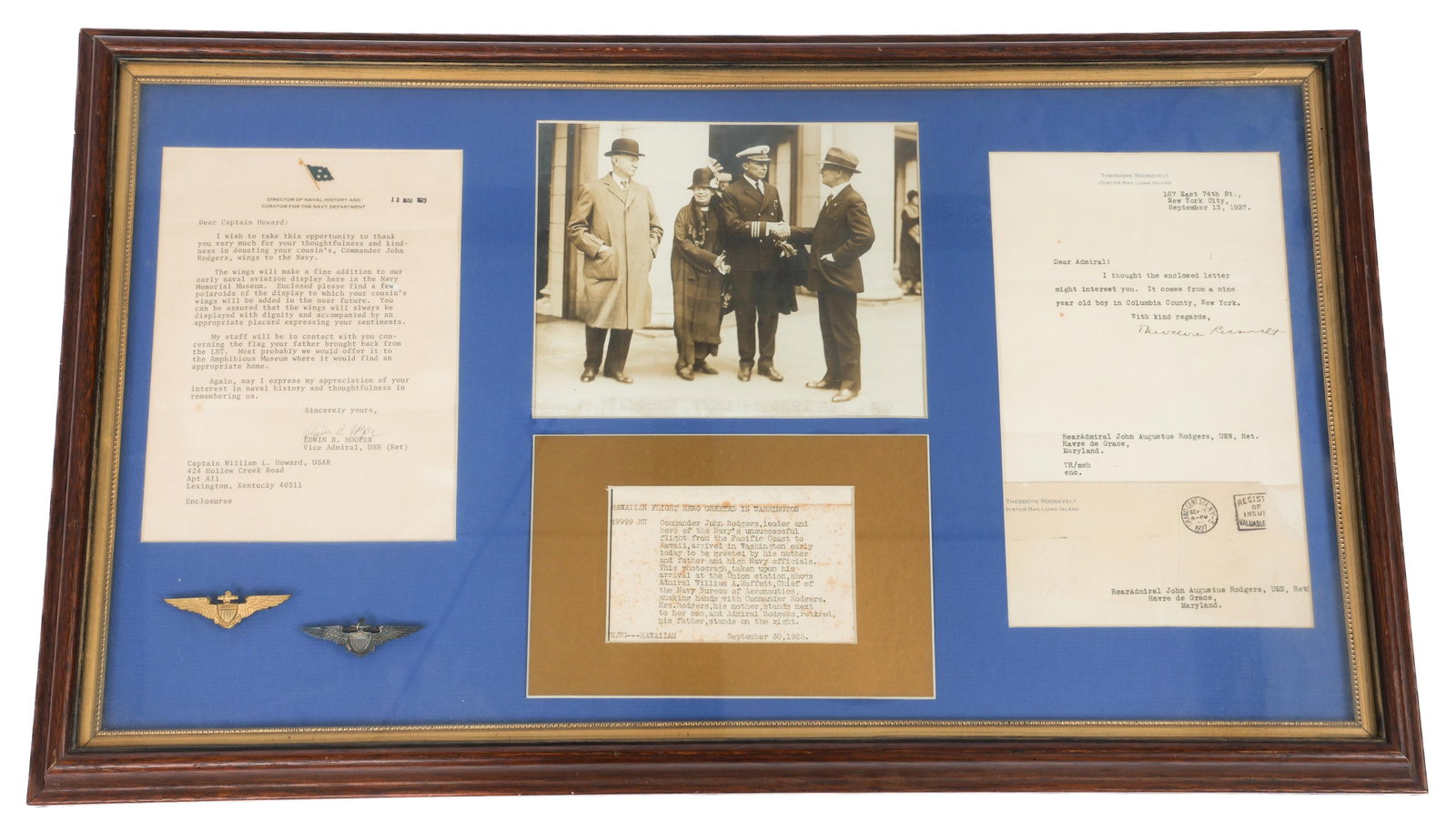 USN CMDR JOHN RODGERS WINGS & ROOSEVELT SIGNATURE (1 of 11)