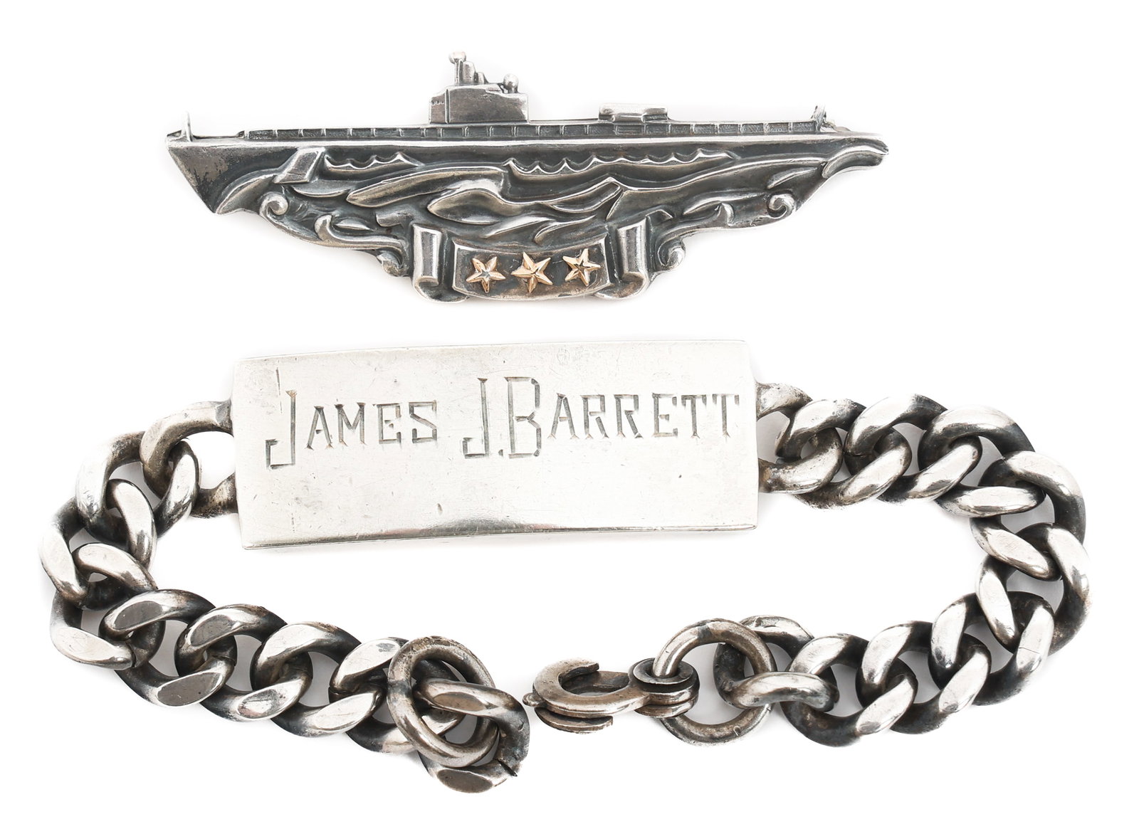 WWII US NAVY SUB PATROL KIA NAMED BADGE & BRACELET (1 of 7)