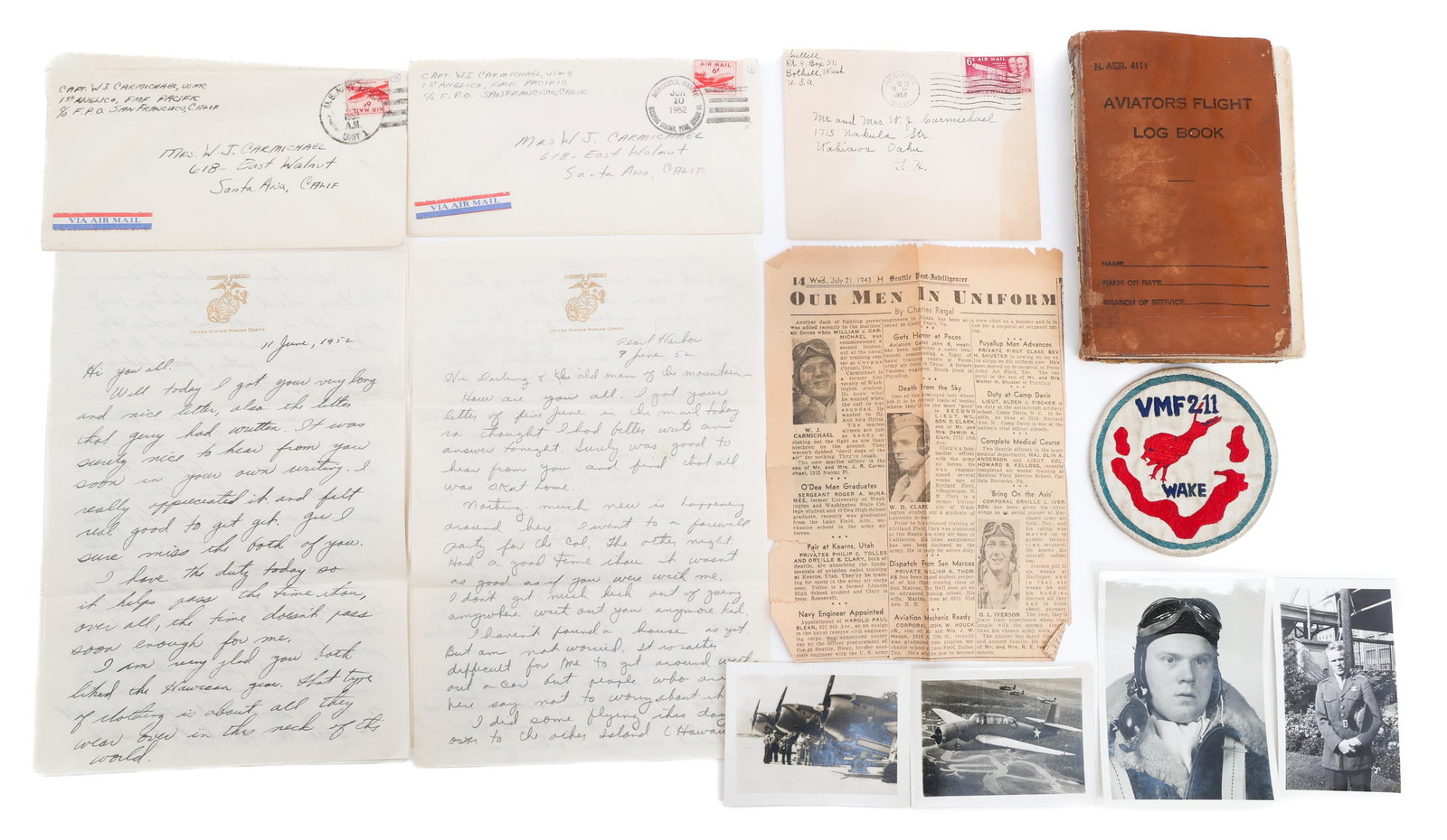 WWII USMC VMF 221 NAMED FLIGHT LOG BOOK & GROUPING (1 of 15)