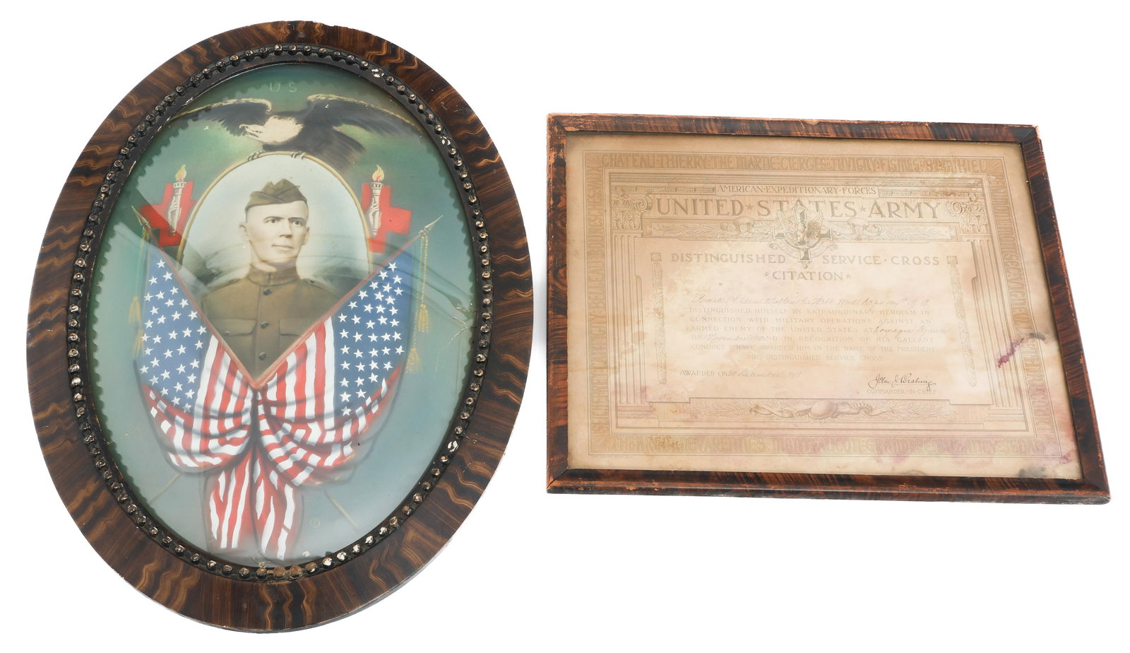 WWI US AEF SERVICE CROSS CITATION & PORTRAIT (1 of 9)