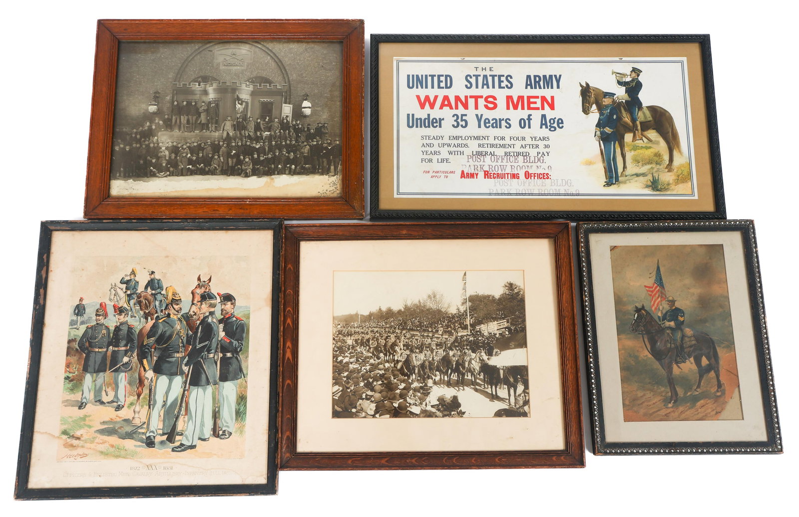 INDIAN WARS US ARMY & NG FRAMED PHOTOS & PRINT: INDIAN WARS US ARMY & NG FRAMED PHOTOS & PRINT Indian Wars US Army and National Guard Print and Photographs, (1) Indian Wars Officers and Enlisted Men in Full Dress. (1) New York National Guard