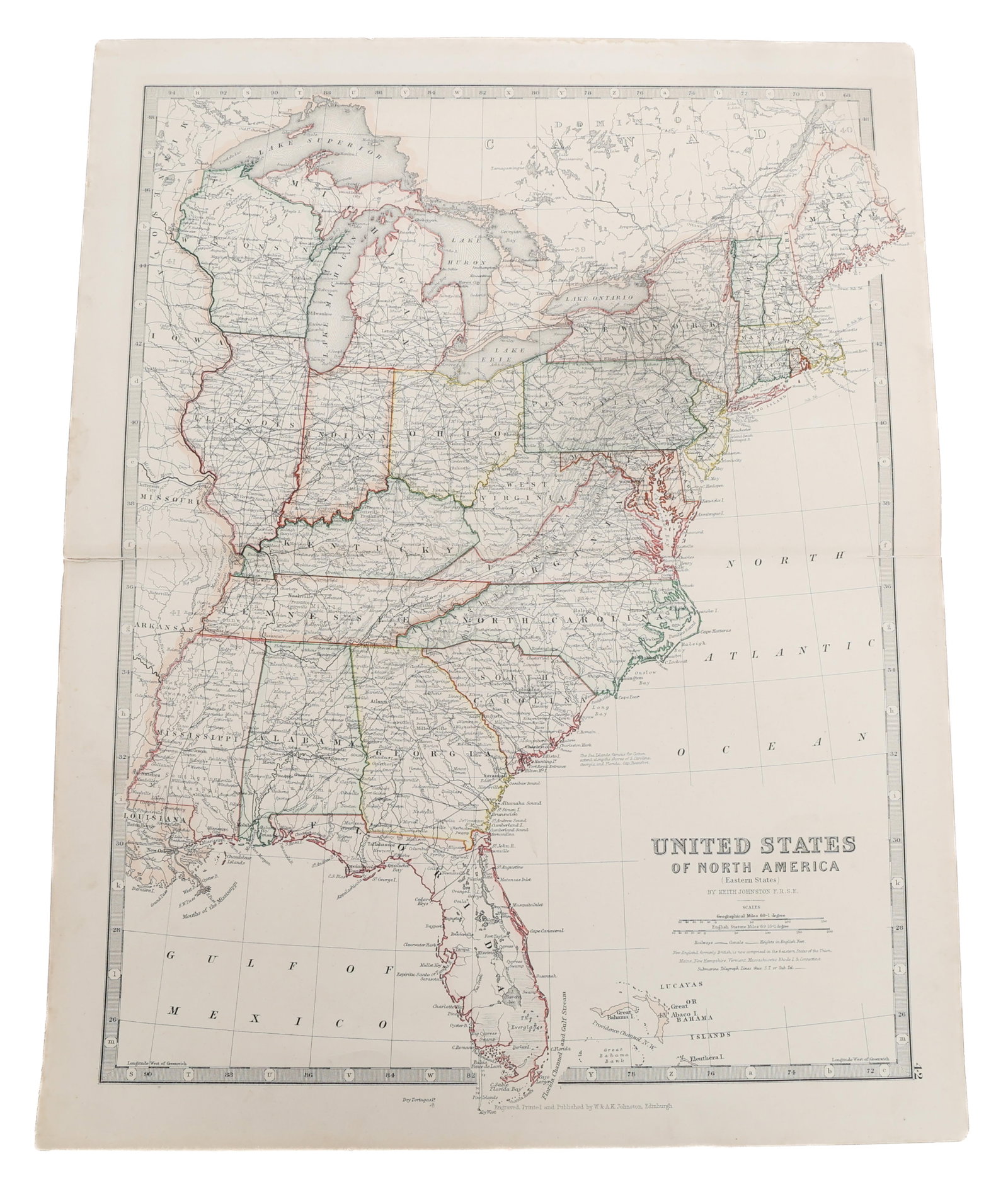 19th C. EASTERN US MAP by KEITH JOHNSTON (1 of 5)