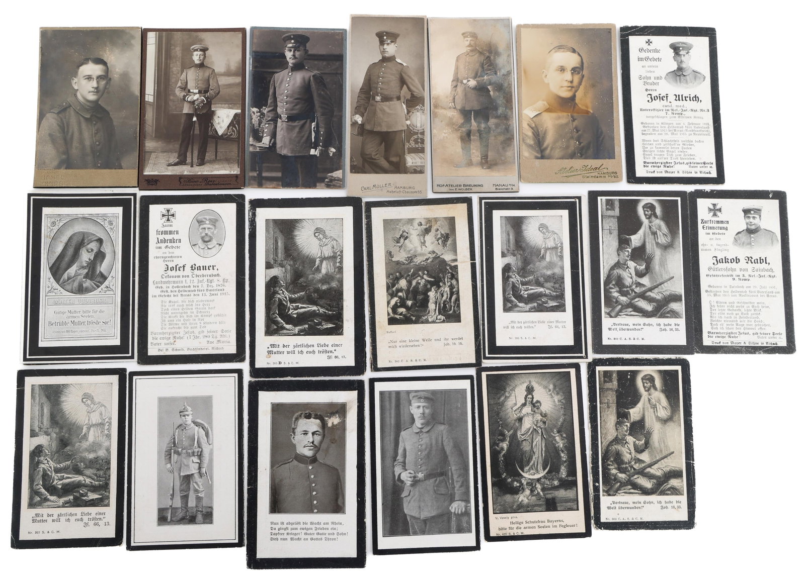 WWI GERMAN ARMY STERBEBILD DEATH CARDS & PHOTOS: WWI GERMAN ARMY STERBEBILD DEATH CARDS & PHOTOS WWI German Army Sterbebild Death Cards and Photos. Paper death cards include one card named to Joseph Wimmer, who had died in the battle of the Somme Au
