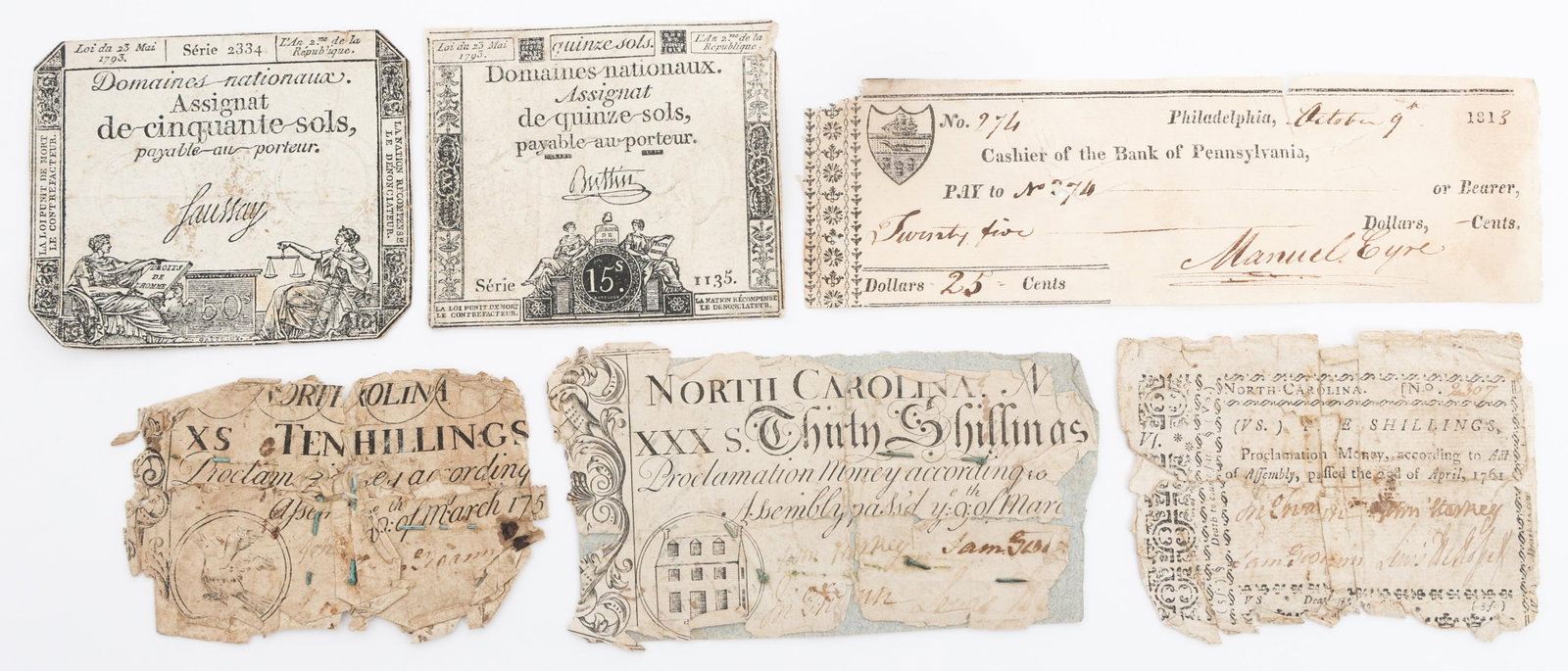 FRENCH REVOLUTION & COLONIAL AMERICA BANK NOTES (1 of 14)