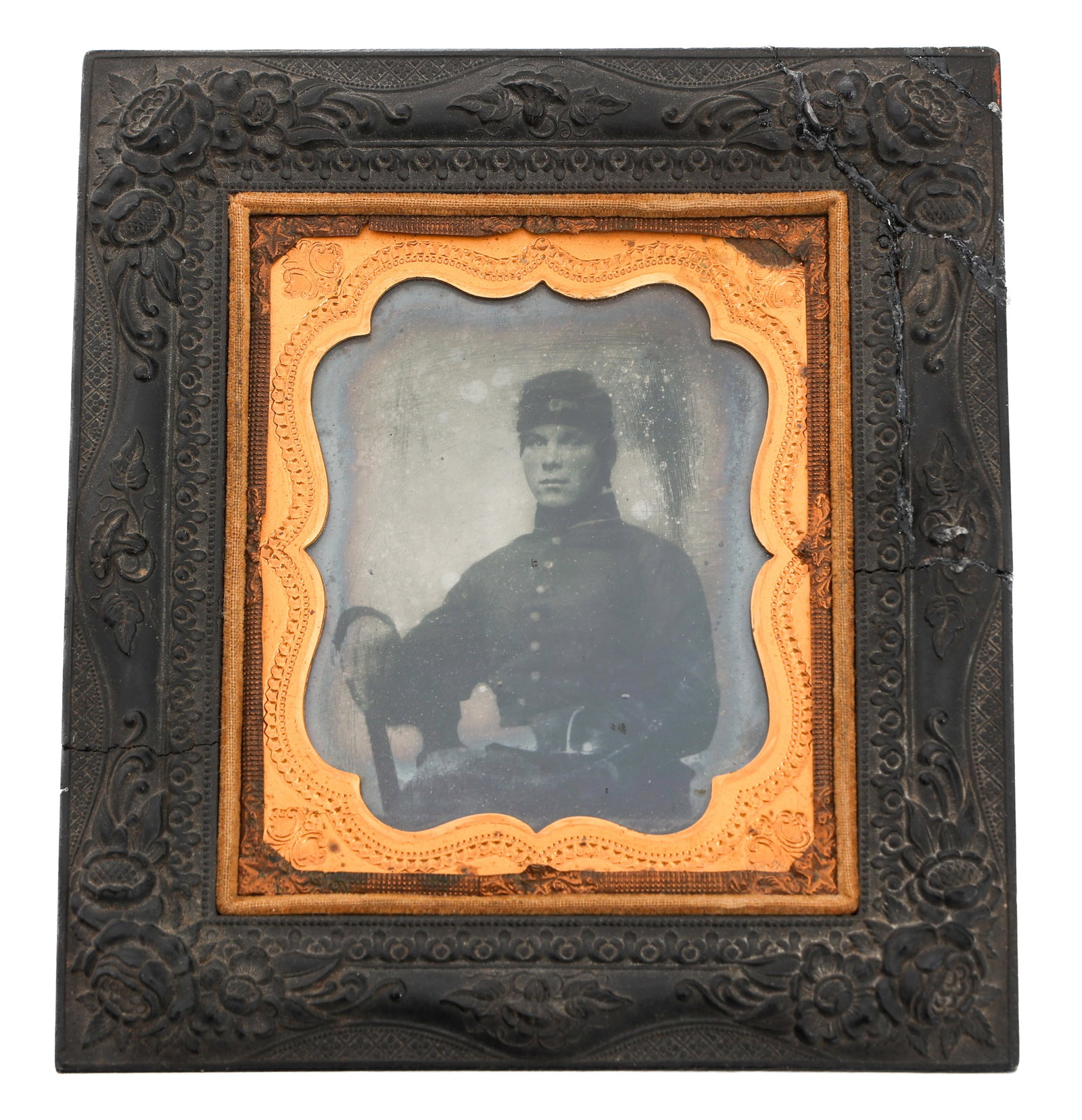 CIVIL WAR US SOLDIER NAMED SILVER DAGUERREOTYPE (1 of 3)
