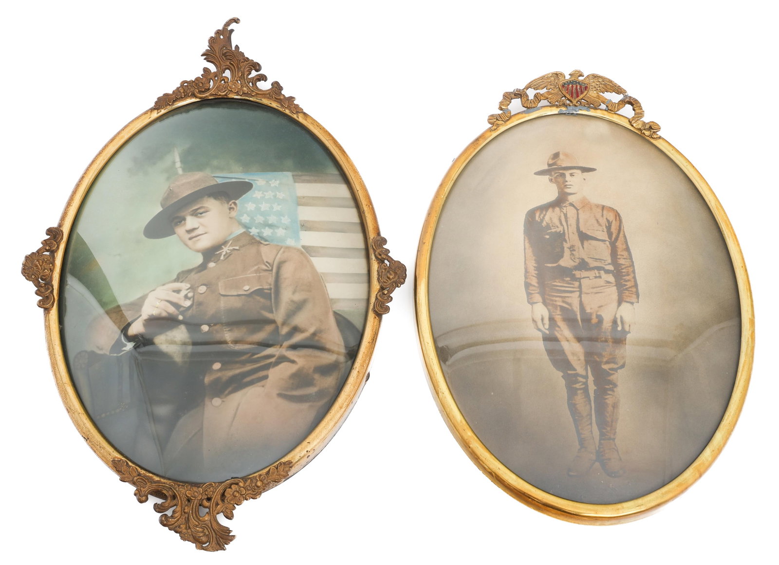 WWI US ARMY SOLDIERS CONVEX OVAL PORTRAITS (1 of 7)