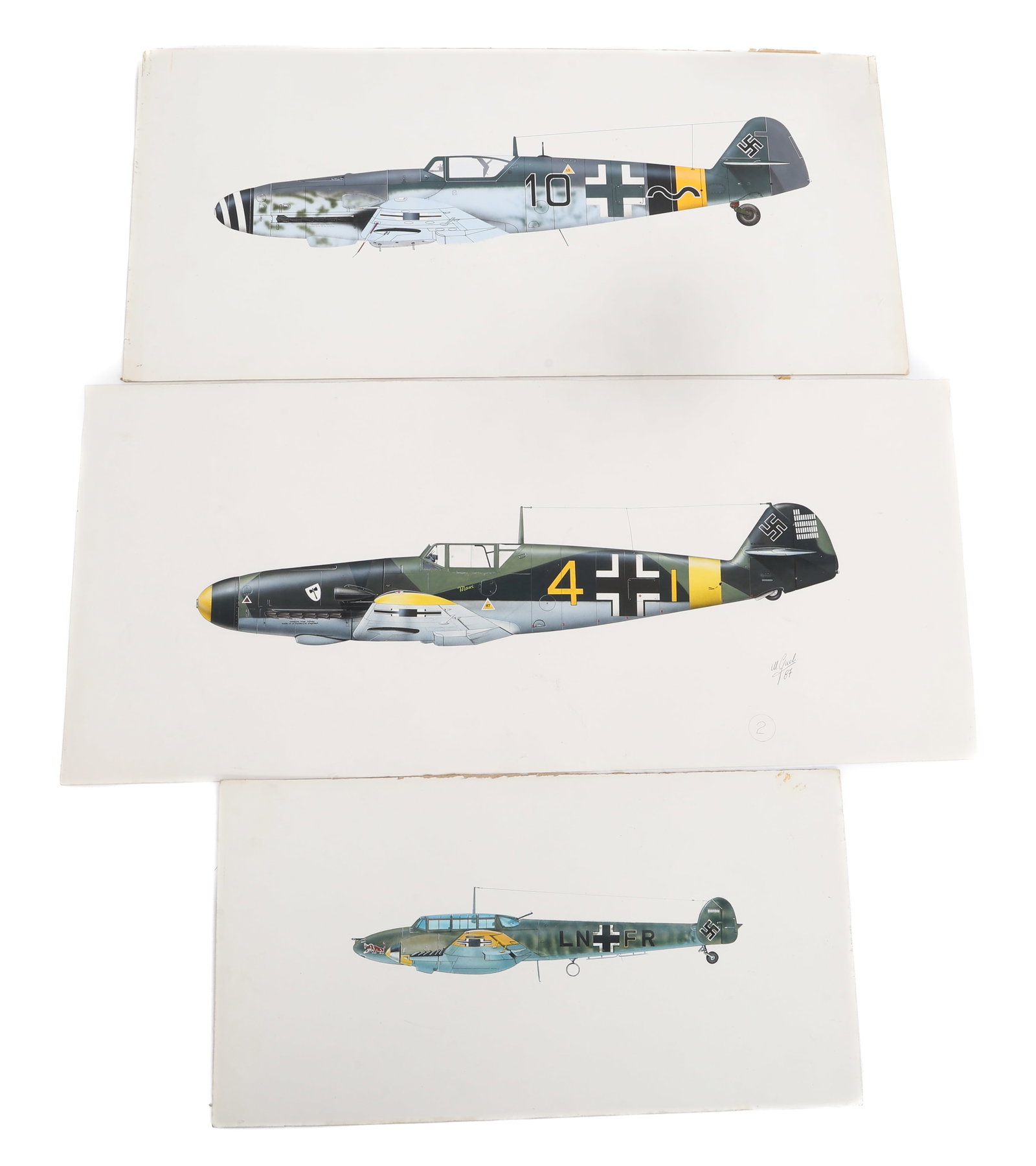 MESSERSCHMITT BF 109 & 110 PAINTINGS - W. GUELLI (1 of 10)