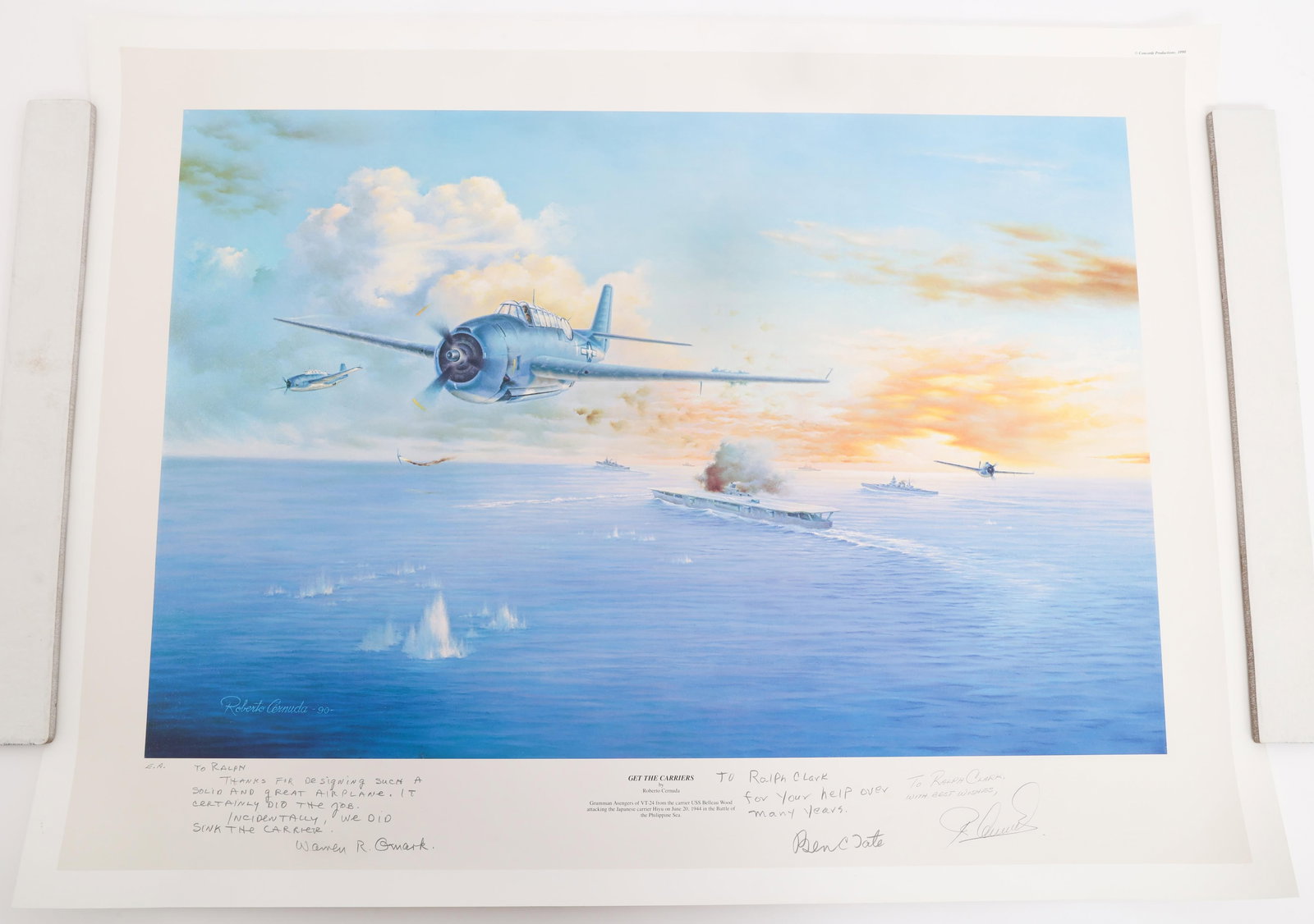 "GET THE CARRIERS" CERNUDA PILOT SIGNED LITHOGRAPH (1 of 6)
