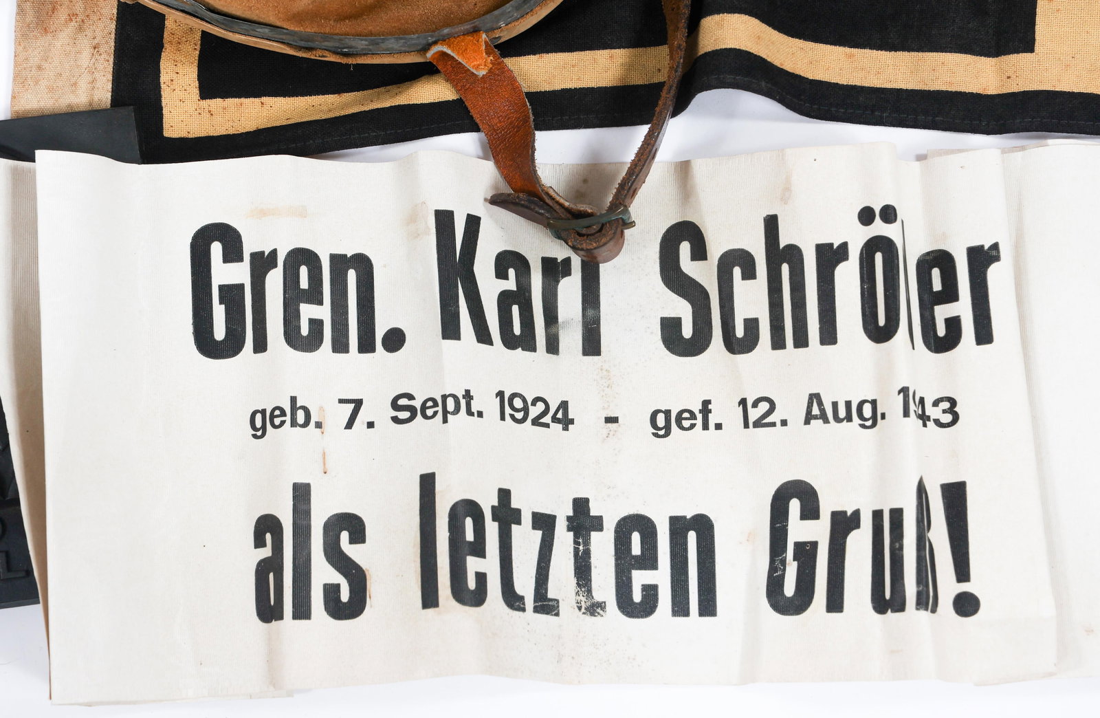 RE-ENACTOR WWII GERMAN SS JACKET, FLAGS, & CAPS - 9