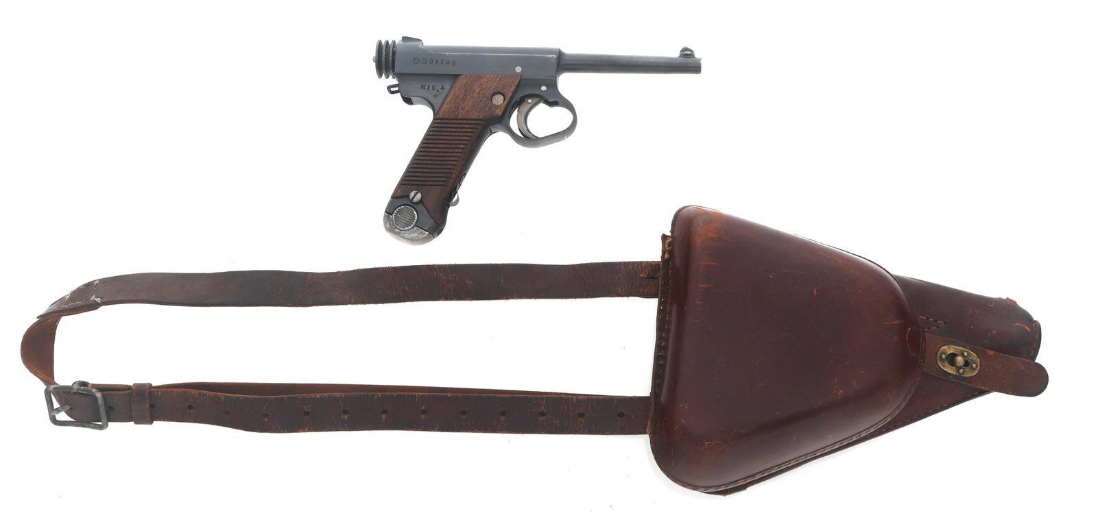 WWII JAPANESE KOKUBUNKI TYPE 14 8mm NAMBU PISTOL: WWII JAPANESE KOKUBUNKI TYPE 14 8mm NAMBU PISTOL WWII Japanese Kokubunki Type 14 8mm Nambu pistol. Serial number matches on frame, magazine safety, trigger guard, trigger, barrel, bolt, locking block,