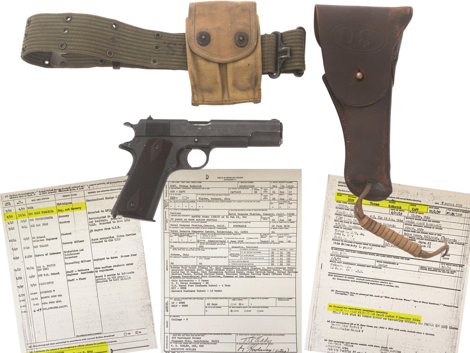 WWI US SPRINGFIELD 1911 PISTOL, HOLSTER, & BELT (1 of 20)