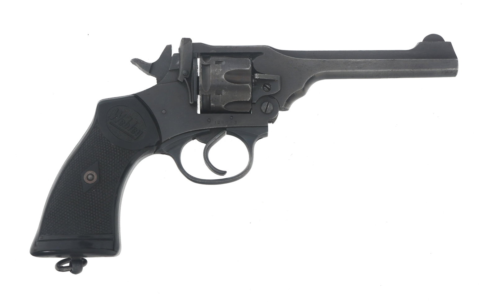 BRITISH WEBLEY & SCOTT MK IV .38-200 CAL REVOLVER: BRITISH WEBLEY & SCOTT MK IV .38-200 CAL REVOLVER British Webley & Scott MK IV .38-200 caliber double action top break revolver. Top strap stamped Webley & Scott LTD. Mark IV. Left side of frame stamp