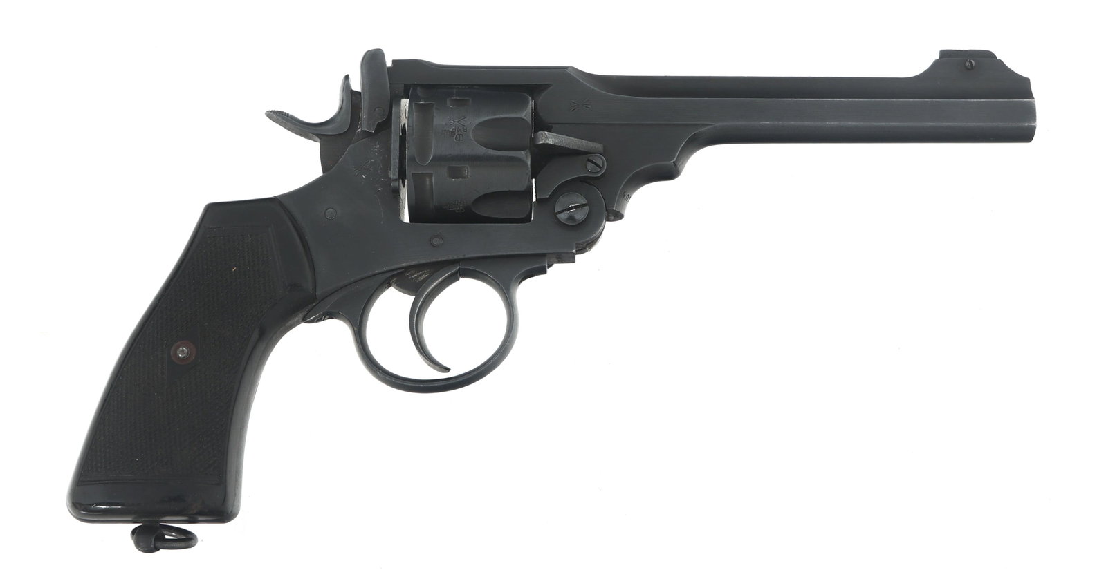 WEBLEY & SCOTT MODEL Mk VI .45 ACP CAL REVOLVER: WEBLEY & SCOTT MODEL Mk VI .45 ACP CAL REVOLVER Webley & Scott Model Mk VI .45 caliber double action revolver. Serial numbers match on frame and cylinder. Cylinder shaved for .45 ACP caliber. Left top