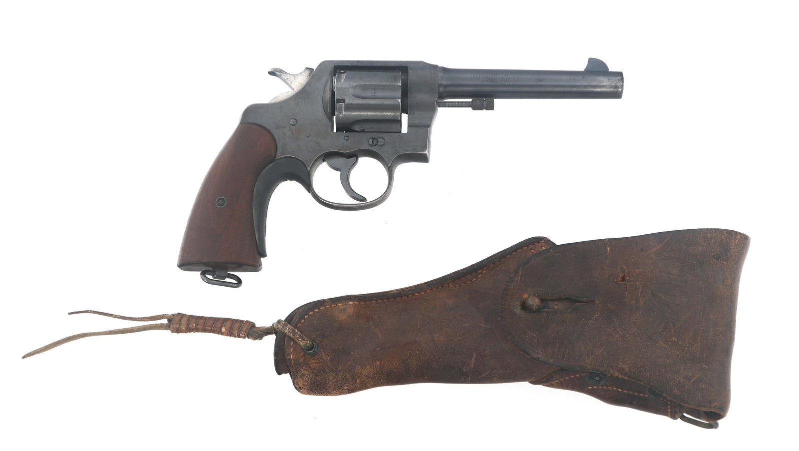 US COLT MODEL 1917 .45 ACP CALIBER REVOLVER: US COLT MODEL 1917 .45 ACP CALIBER REVOLVER US Colt Model 1917 .45 ACP caliber double action revolver. Gilbert H. Steward (GHS) inspector's stamp on left side of frame. Underside of barrel stamped Uni