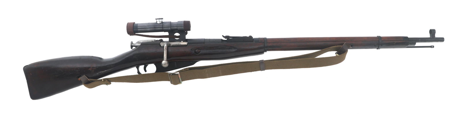1942 RUSSIAN IZHEVSK 91/30 7.62 CAL SNIPER RIFLE: 1942 RUSSIAN IZHEVSK 91/30 7.62 CAL SNIPER RIFLE 1942 Russian Izhevsk Model 91/30 7.62x54mmR caliber sniper rifle. Serial number matches on barrel and bolt. 8224 electro penciled on scope mount and fl