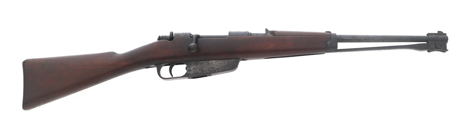 ITALIAN BERETTA MODEL 1891/38 6.5 CALIBER CARBINE: ITALIAN BERETTA MODEL 1891/38 6.5 CALIBER CARBINE Italian Beretta Carcano Model 1891/38 6.5mm caliber bolt action carbine. Barrel stamped Beretta Gardone 1941-XIX. Left side of stock stamped UN 649 wi