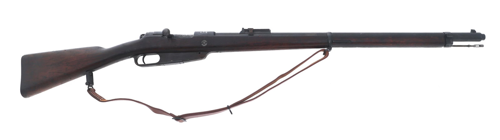 AMBERG MODEL GEW 88/05 7.92x57mm SPITZER CAL RIFLE: AMBERG MODEL GEW 88/05 7.92x57mm SPITZER CAL RIFLE Amberg Model GEW 88/05 7.92x57mm Spitzer caliber bolt action rifle. No import stamp. S mark over chamber denoting conversion to 7.92x57mm Spitzer amm