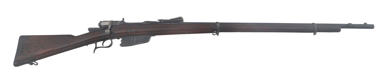 ITALIAN VETTERLI TORRES 1870/87/16 6.5mm CAL RIFLE: ITALIAN VETTERLI TORRES 1870/87/16 6.5mm CAL RIFLE Italian Vetterli Vitali Model 1870/87/16 6.5mm Carcano rifle. No import stamp. Barrel stamped Torre Annunziata 1885. Inspector cartouche on left side
