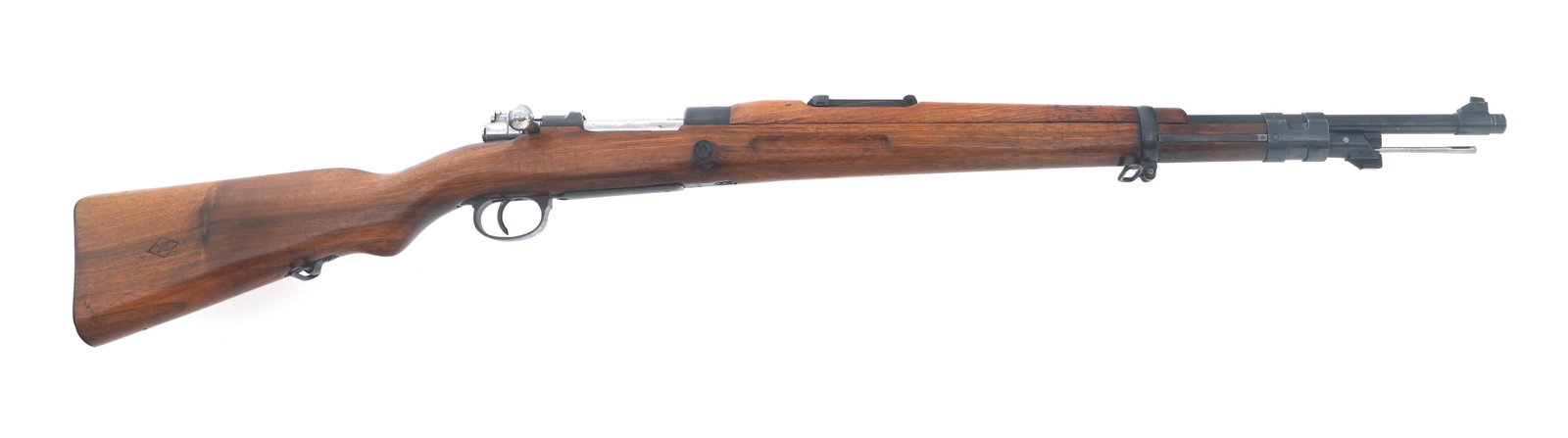 SPANISH LA CORUNA MODEL 43 7.92x57mm CALIBER RIFLE: SPANISH LA CORUNA MODEL 43 7.92x57mm CALIBER RIFLE 1947 Spanish Fabrica De Armas La Coruna Model 43 7.92x57mm caliber bolt action Mauser rifle. Serial numbers match on receiver, bolt, trigger guard, a