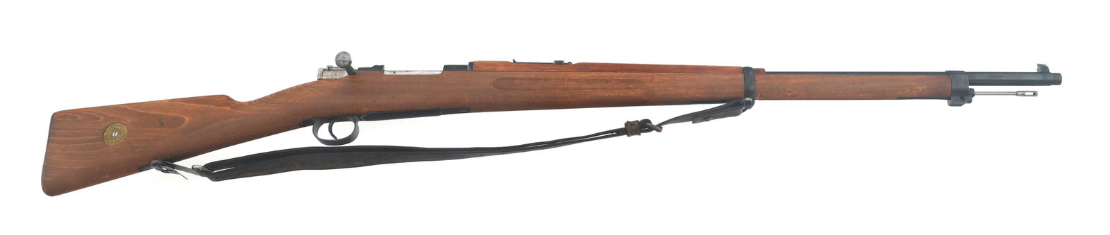 1919 SWEDISH GUSTAFS MODEL 1896 6.5mm CAL RIFLE: 1919 SWEDISH GUSTAFS MODEL 1896 6.5mm CAL RIFLE 1919 Swedish Carl Gustafs Model 1896 6.5mm caliber bolt action rifle. Serial number matches on receiver, butt plate, and floor plate. Bolt parts numbere