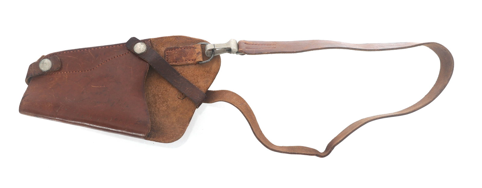 WWII GERMAN RZM SHOULDER HOLSTER: WWII GERMAN RZM SHOULDER HOLSTER WWII German RZM marked shoulder holster. RZM M5 / 20 stamped on pebble finished clasp. Faint writing on front. Luger - #9373 - T/Sgt L.J.Leib - Co. "L" Supply Room wri