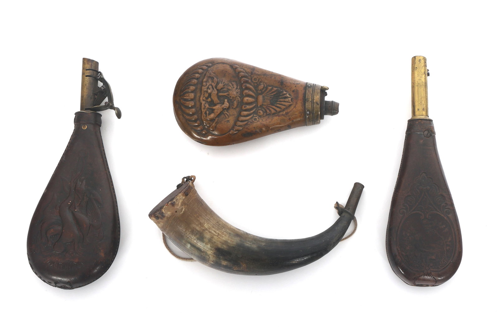 POWDER FLASKS AND POWDER HORN (1 of 9)