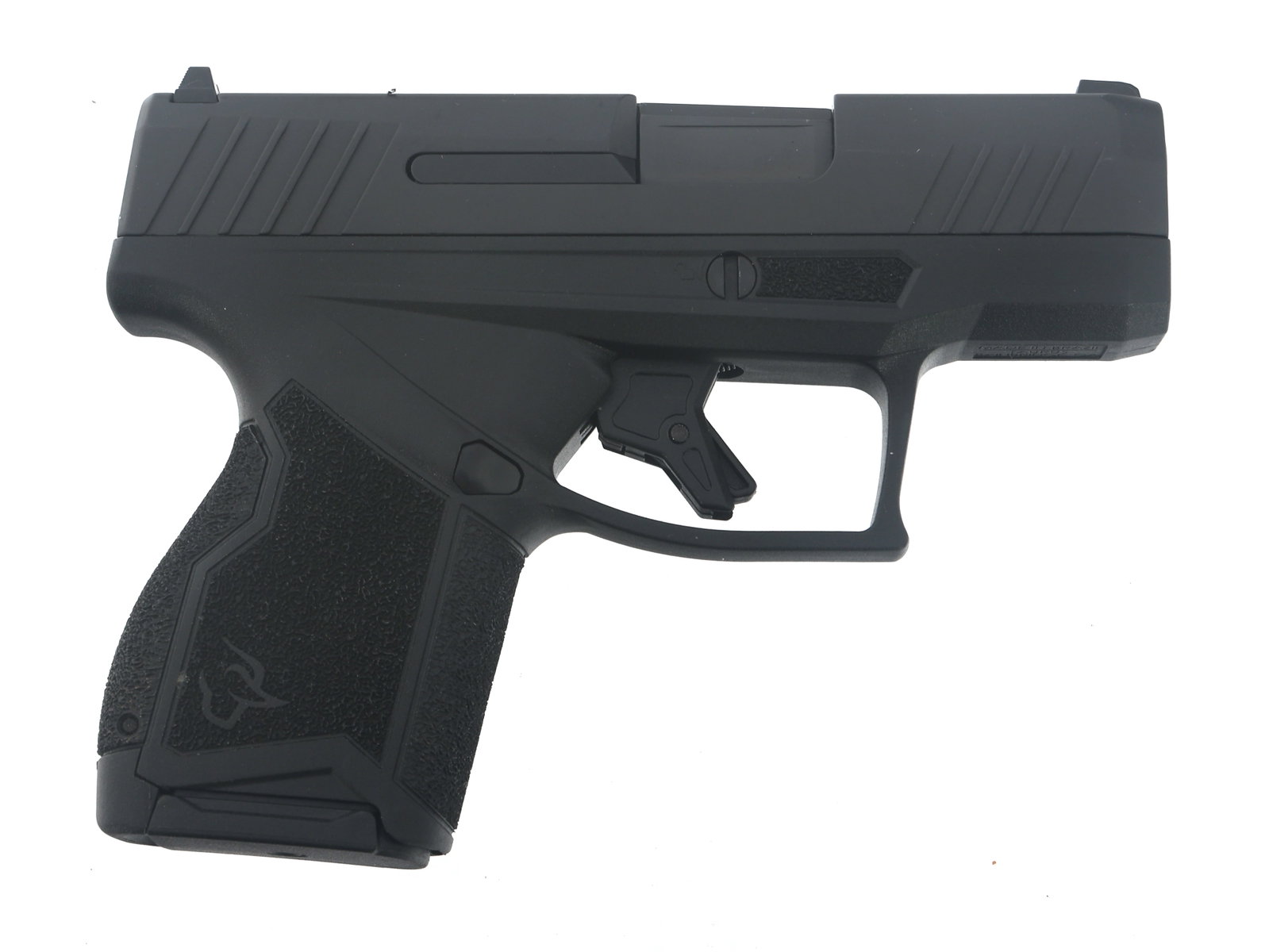 TAURUS MODEL GX4 9x19mm CALIBER PISTOL: TAURUS MODEL GX4 9x19mm CALIBER PISTOL Taurus Model GX4 9x19mm caliber semi automatic pistol. Fixed sights. Two backstraps. Polymer frame with textured grips. Two magazines. Gun lock. Owners manual. P