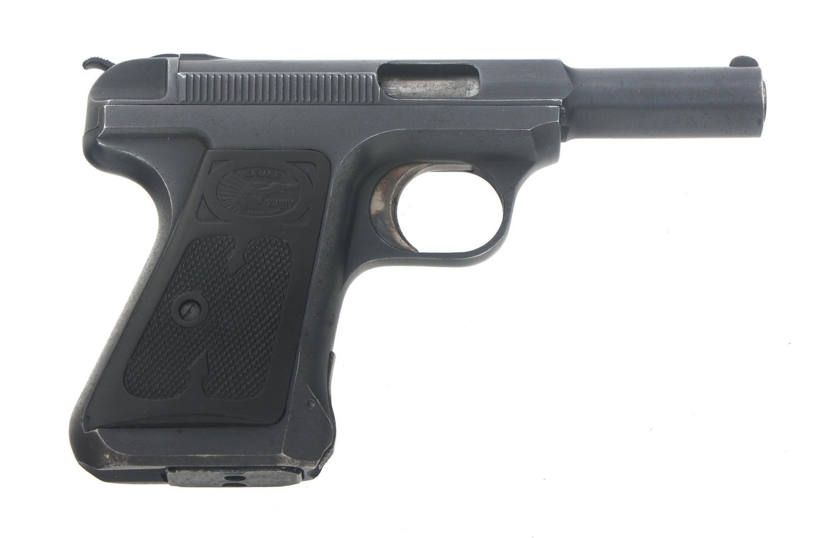 SAVAGE MODEL 1917 32 ACP CALIBER SEMI AUTO PISTOL: SAVAGE MODEL 1917 32 ACP CALIBER SEMI AUTO PISTOL Savage Model 1917 .32 ACP caliber semi automatic pistol. Blued finish. Fixed sights. Checkered composite Savage grips. One magazine. Caliber / Gauge: 