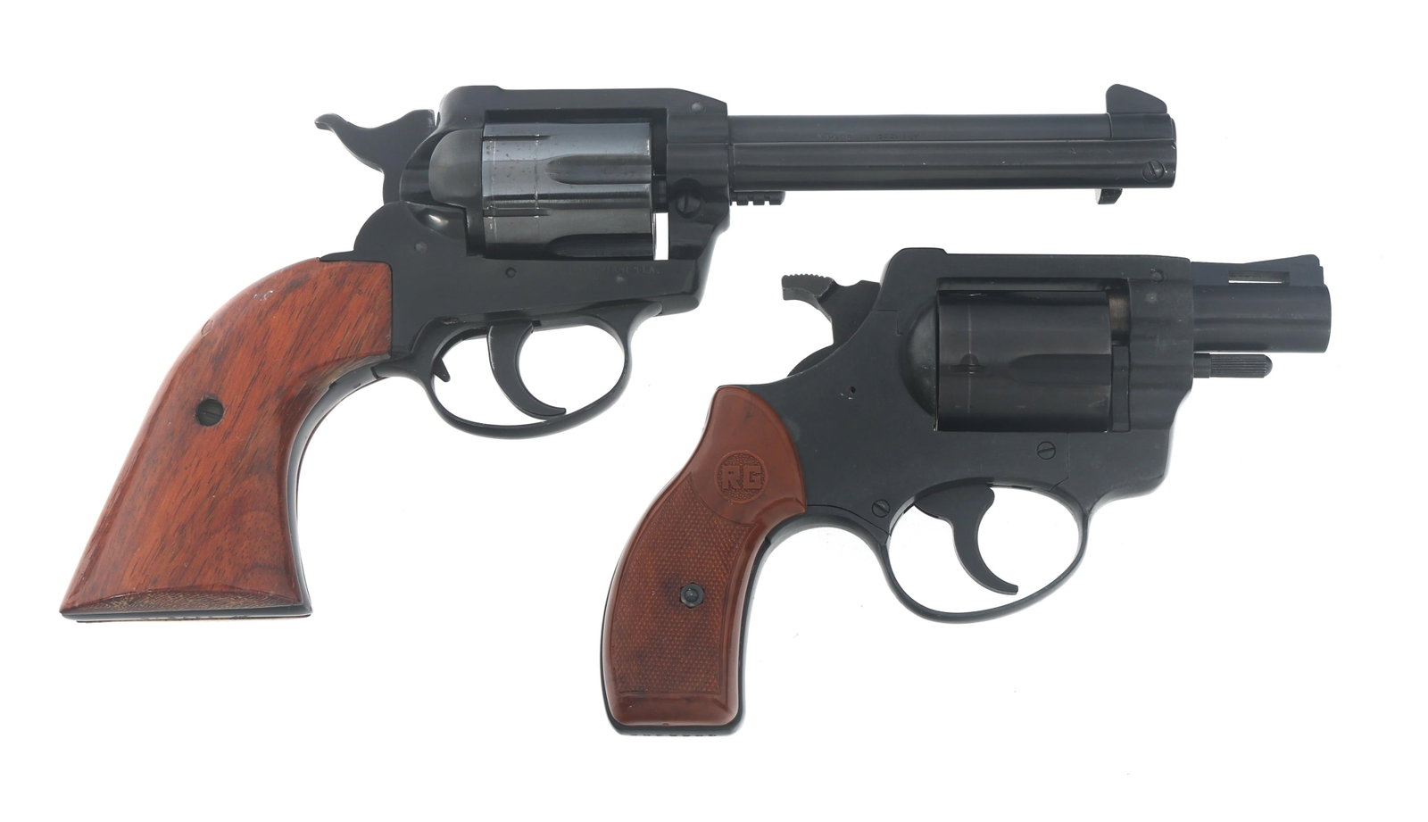 RG IND 31 & ROHM 63 .38 SPL CALIBER REVOLVERS: RG IND 31 & ROHM 63 .38 SPL CALIBER REVOLVERS RG Ind Model 31 & Rohm 63 .38 SPL caliber double action revolvers. A) RG Ind. Model 31 .38 SPL caliber double action revolver. Blued finish. Fixed sights.