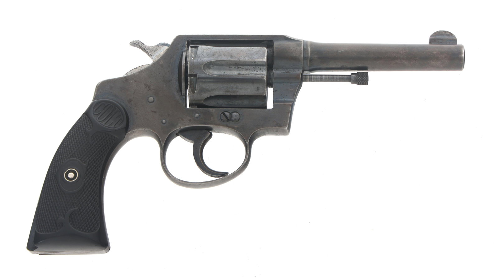 COLT POLICE POSITIVE MODEL 38 SPL CALIBER REVOLVER: COLT POLICE POSITIVE MODEL 38 SPL CALIBER REVOLVER 1915 Colt Police Positive Model .38 Special caliber DA revolver. Serial number matches on frame, crane arm, and grips. Six shot fluted cylinder. Hard