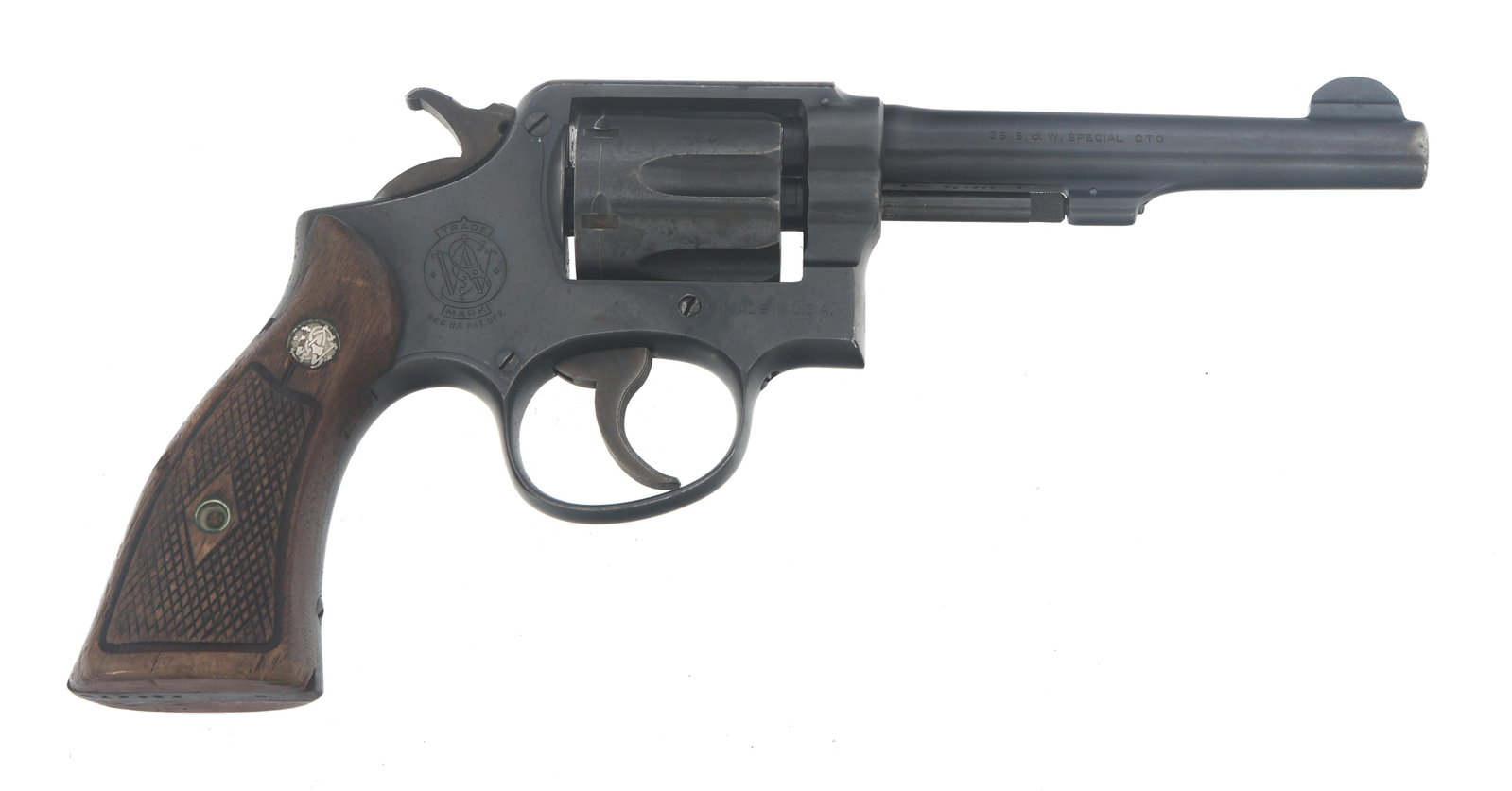 SMITH & WESSON MODEL OF 1905 4TH CHANGE REVOLVER: SMITH & WESSON MODEL OF 1905 4TH CHANGE REVOLVER Smith & Wesson Model of 1905, 4th Change .38 S&W Special caliber DA revolver. Blued finish. Fixed sights. six-shot fluted cylinder. Serial number match