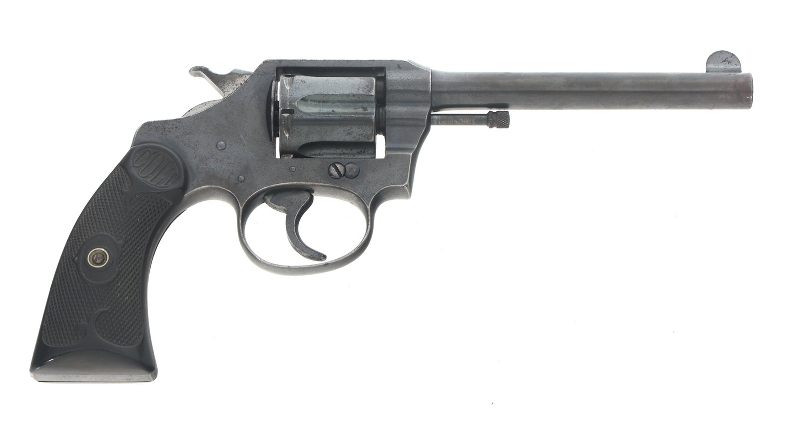 1919 COLT MODEL POLICE POSITIVE .32 CAL REVOLVER: 1919 COLT MODEL POLICE POSITIVE .32 CAL REVOLVER 1919 Colt Model Police Positive .32 caliber DA revolver. Serial number matches on frame and crane arm. Six-shot fluted cylinder. Checkered hard rubber 